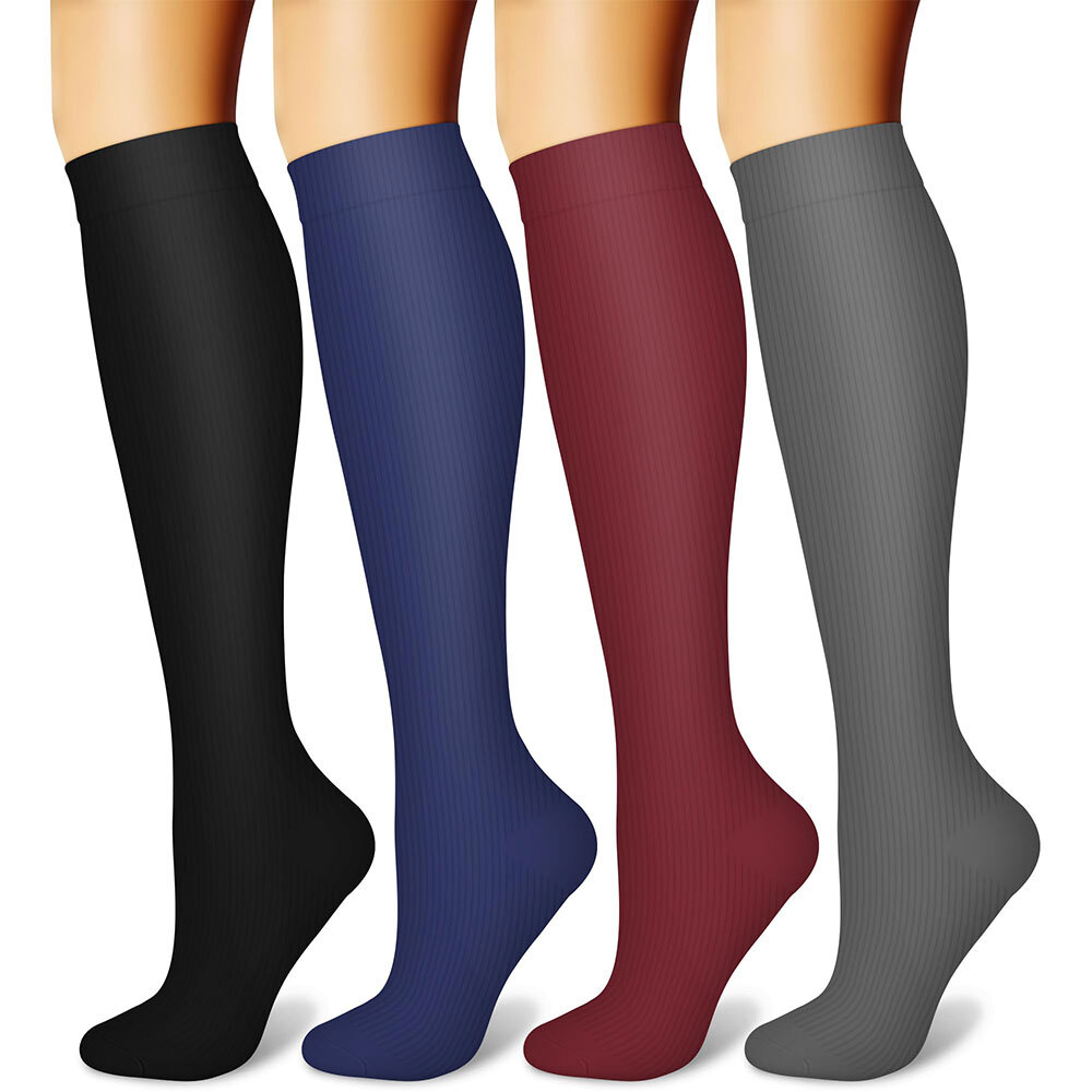 (6 Pairs) Compression Socks Knee High 15-20 mmHg Graduated Mens Womens S-XL