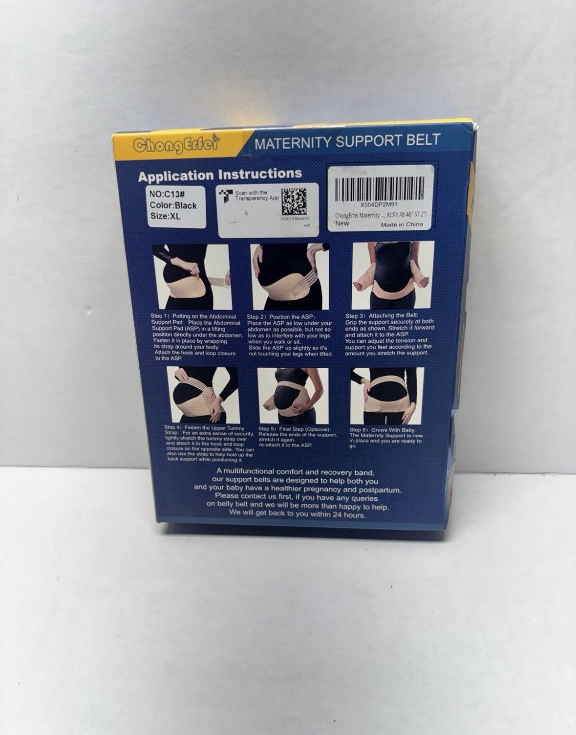 XL BLACK Maternity Pregnancy Support Band Belt by ChongEffect Adjustable
