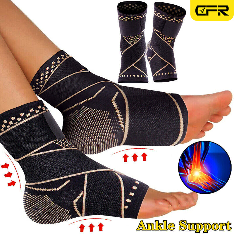 Copper Ankle Support Brace Compression Sleeve Socks Fasciitis Foot Pain Relief