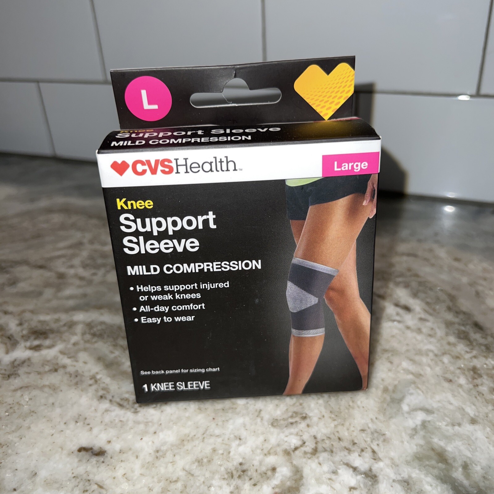 CVS Health Knee Support Sleeve – Mild Compression – Large – NEW