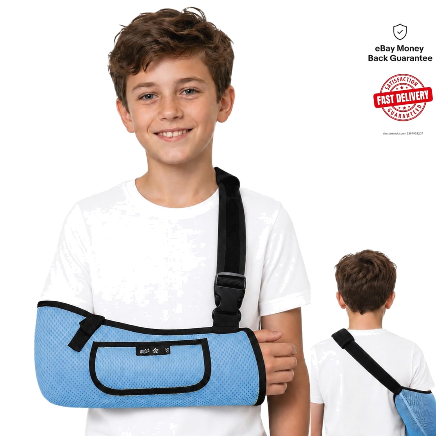 Adjustable Kids Arm Sling – Lightweight Breathable Shoulder Immobilizer in Blue