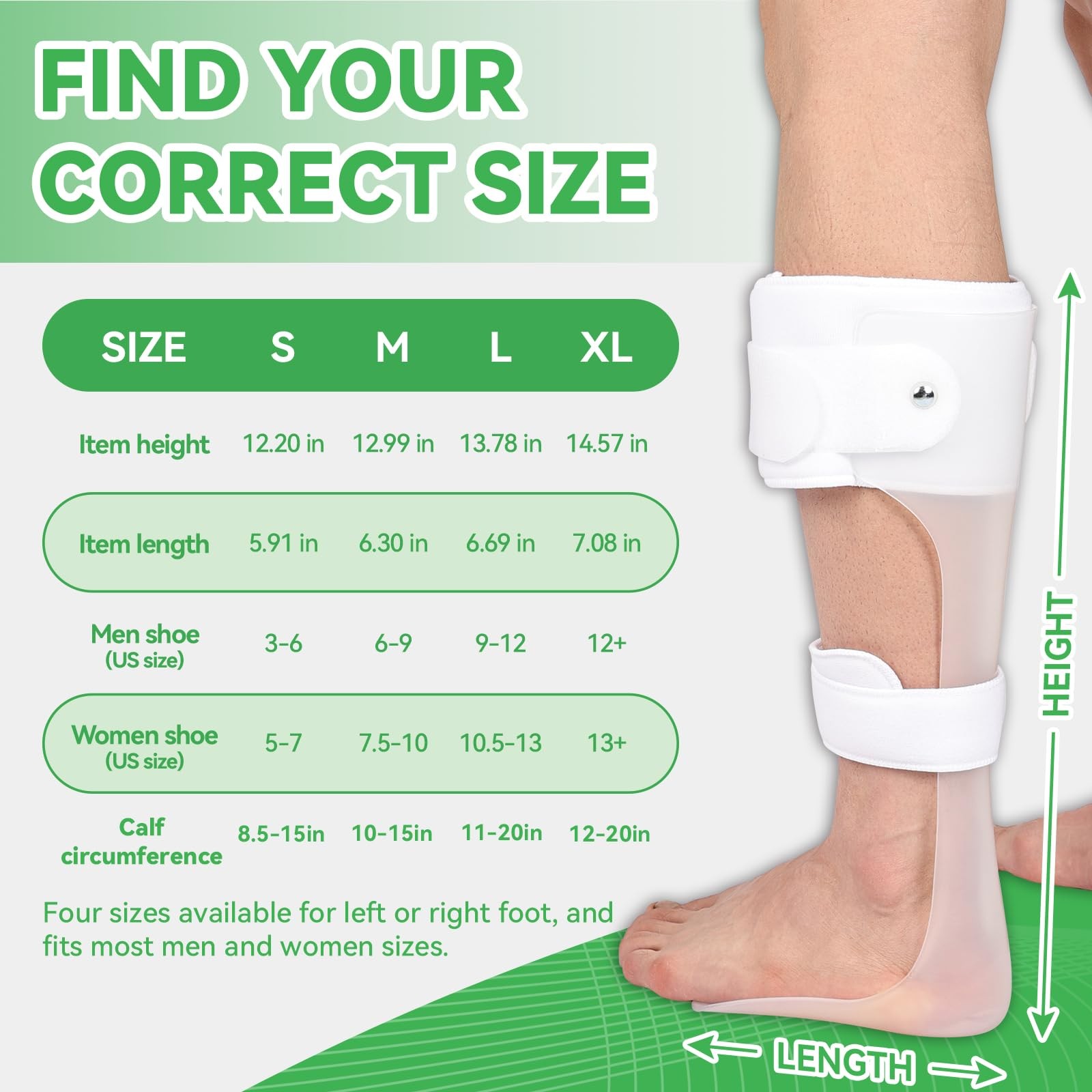 AFO Drop Foot Brace HalfSole Support For Stroke MS Hemiplegia XLRight