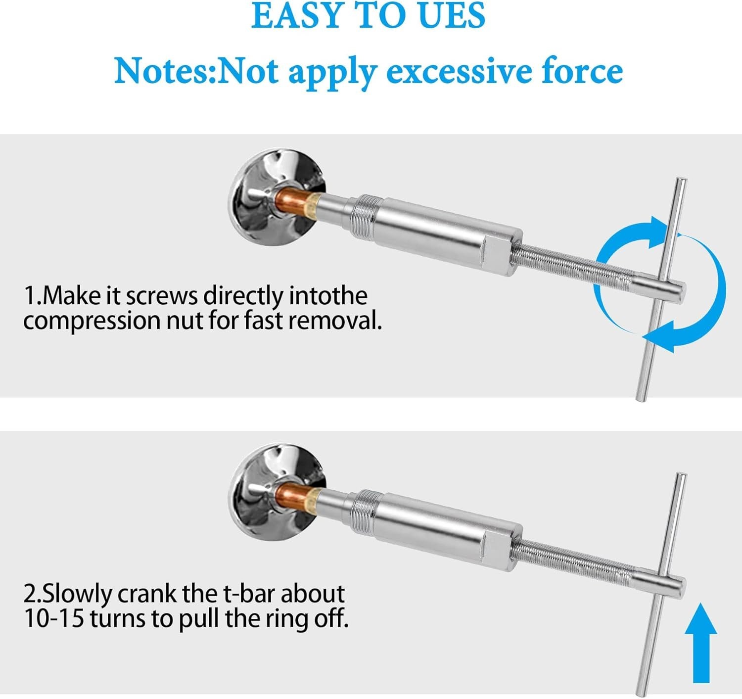 Compression for 1/2 Inch Compression Fittings Only,Remove Nut & Ferrule of Pi…