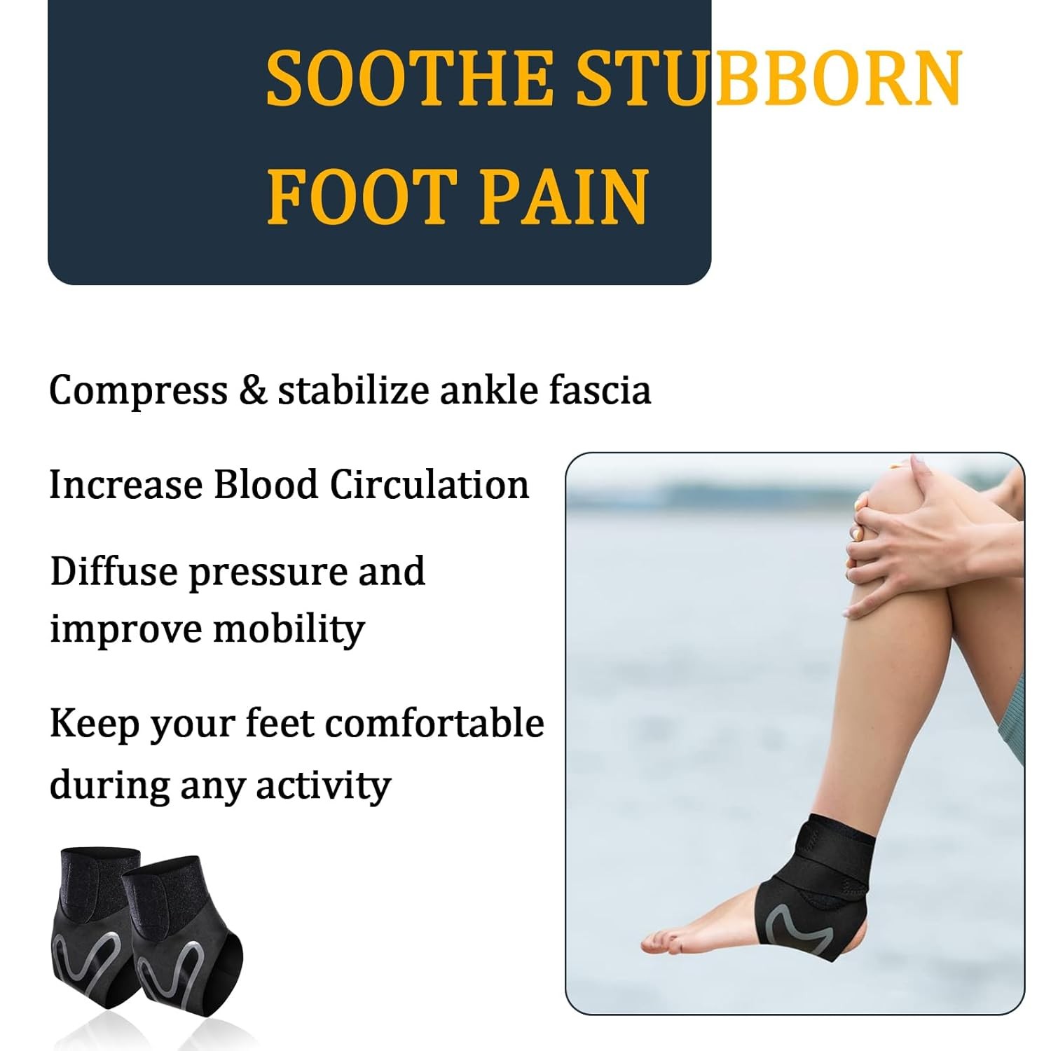 Ankle Brace Support Compression Sleeve Plantar Fasciitis Pain Relief Feet Wrap