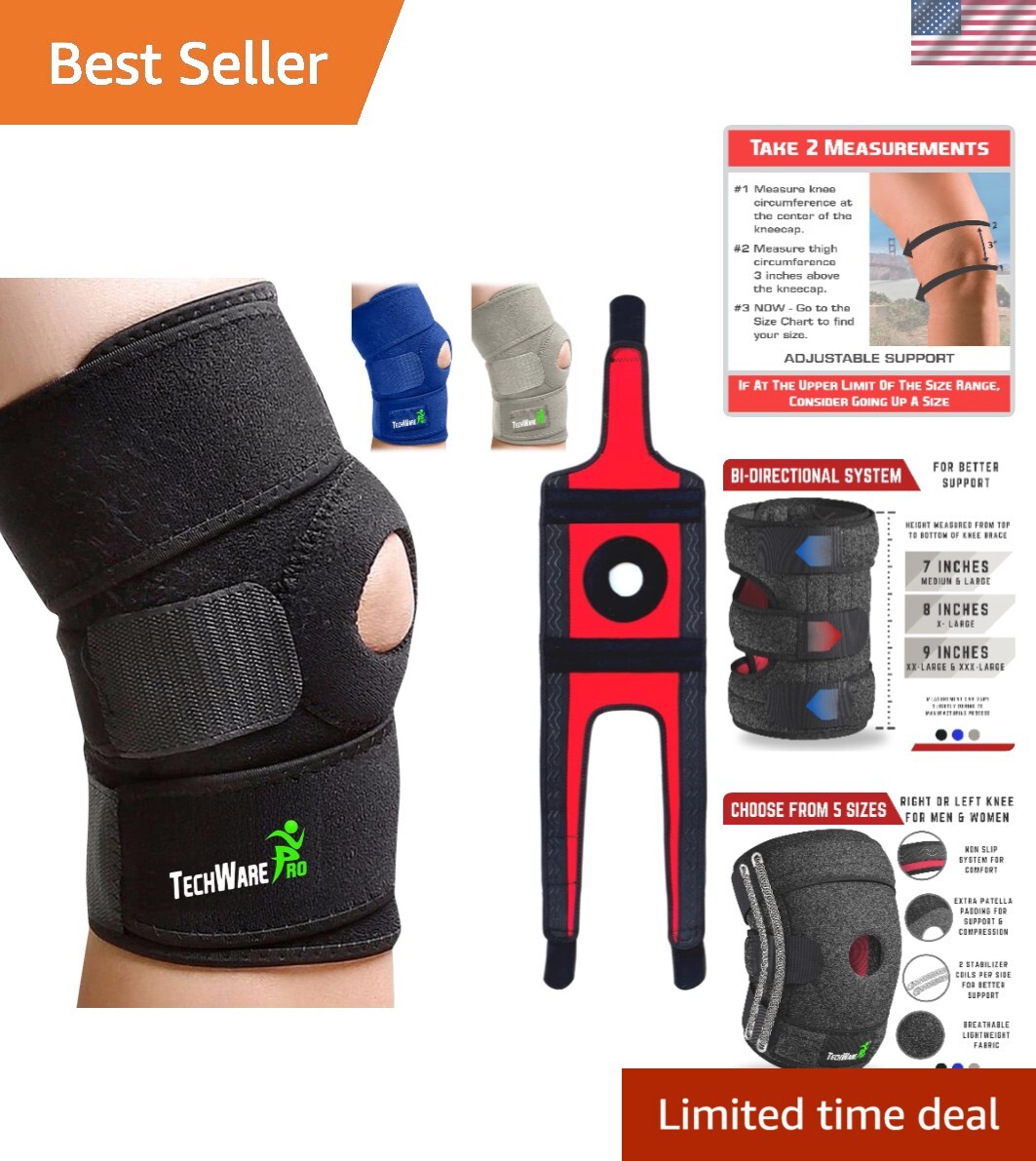 Adjustable Knee Brace Support with Dual Stabilizers for Pain Relief – Large Size