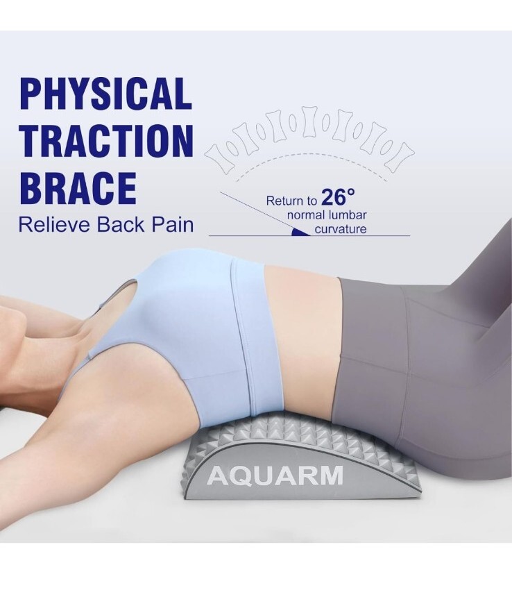AQUARM Neck & Back Stretcher, Back Neck Cracker for Lower Back Pain Relief Grey
