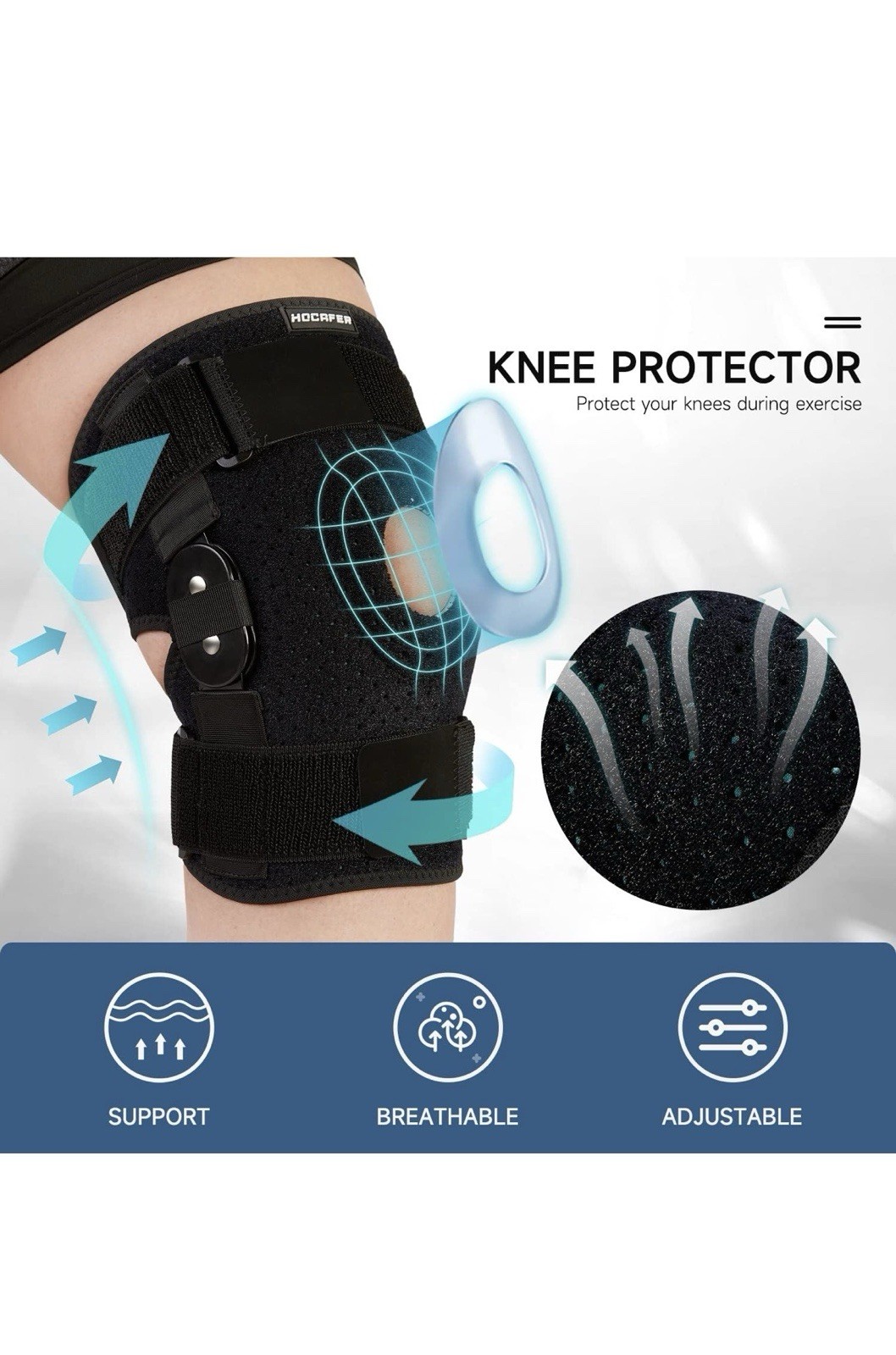 Z ONE Z1 K11 Hinged Knee Brace Open Patella Stabilizer Pain Relief XL READ