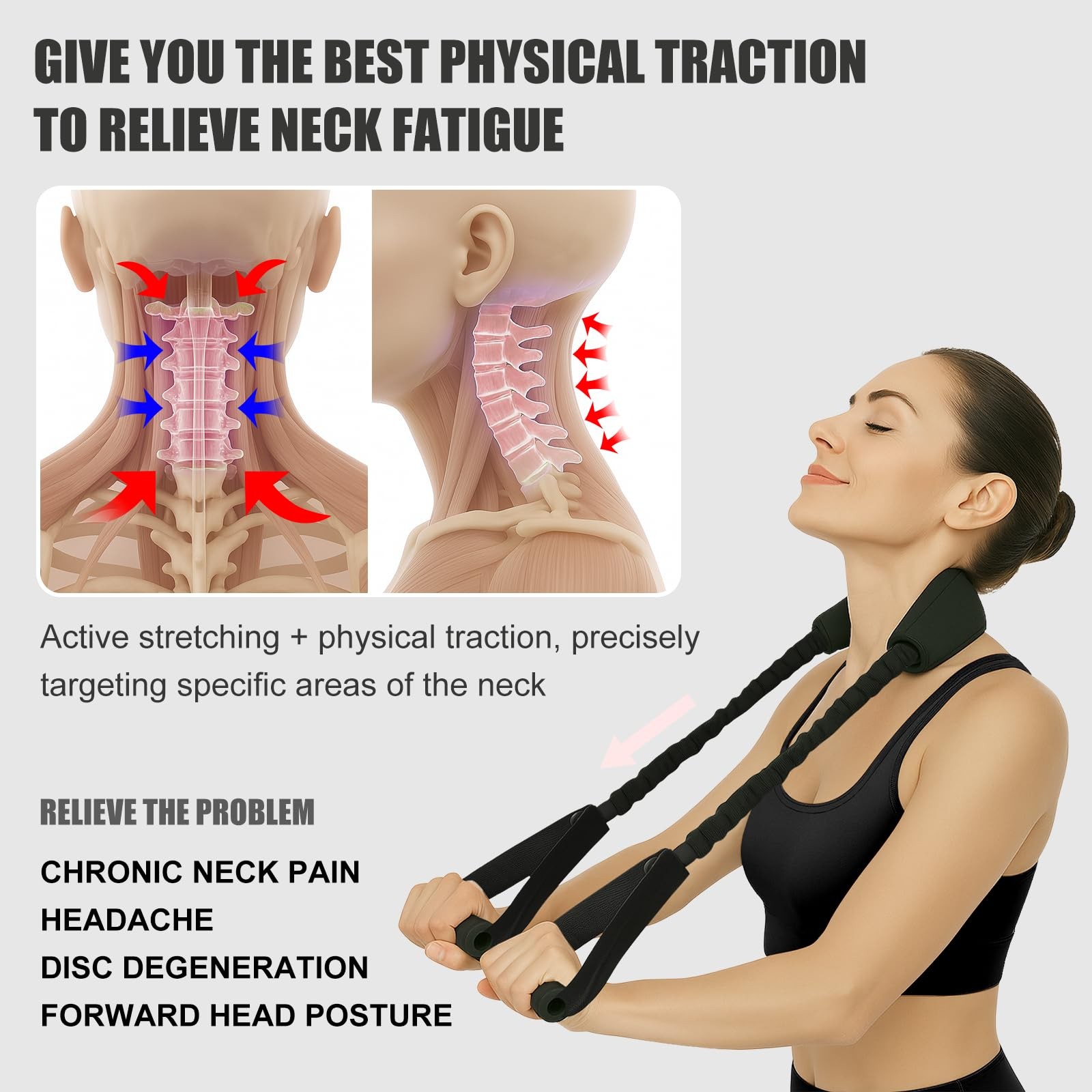 Neck Stretcher Exerciser, Cervical Traction Device for Pain Relief, Black