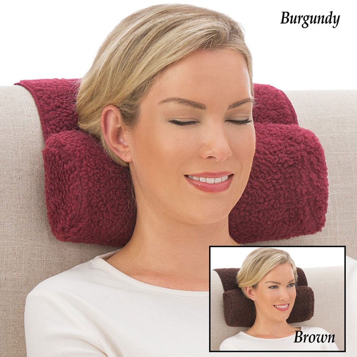 Collections Etc Adjustable Neck Roll Plush Support Pillow for Travel or Home – M