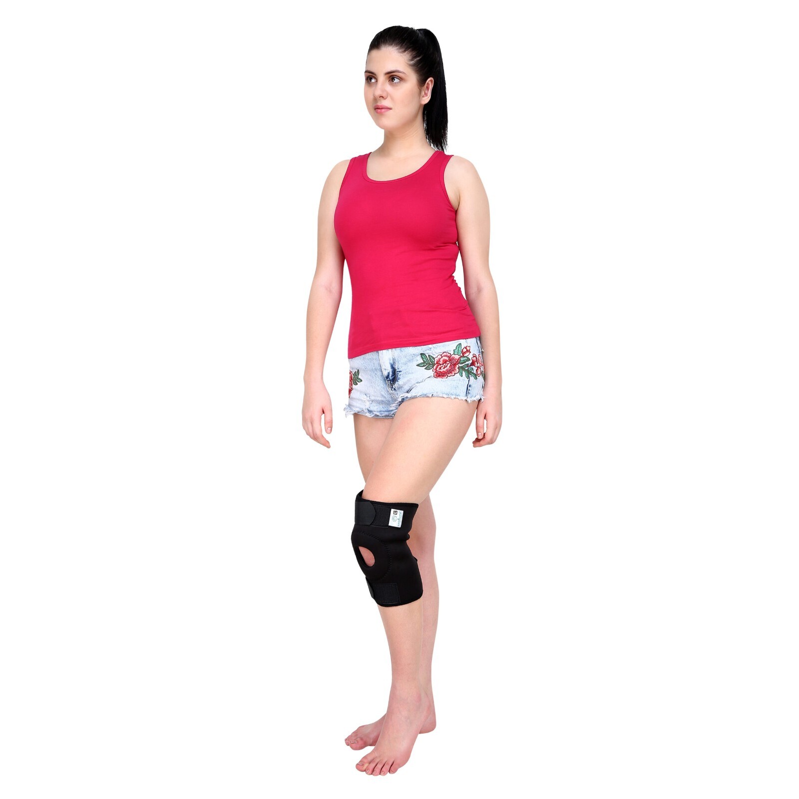 Open Patella Knee Brace Longlife Black Color 12 × 10 × 1 cm Joint Supporter