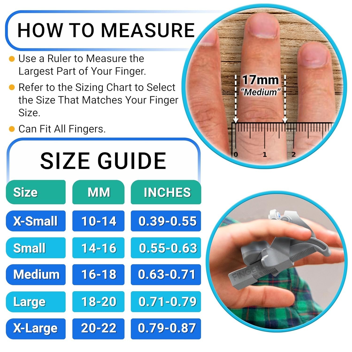 Finger Extension Device | PIP Flexion Contracture Aid | Blue