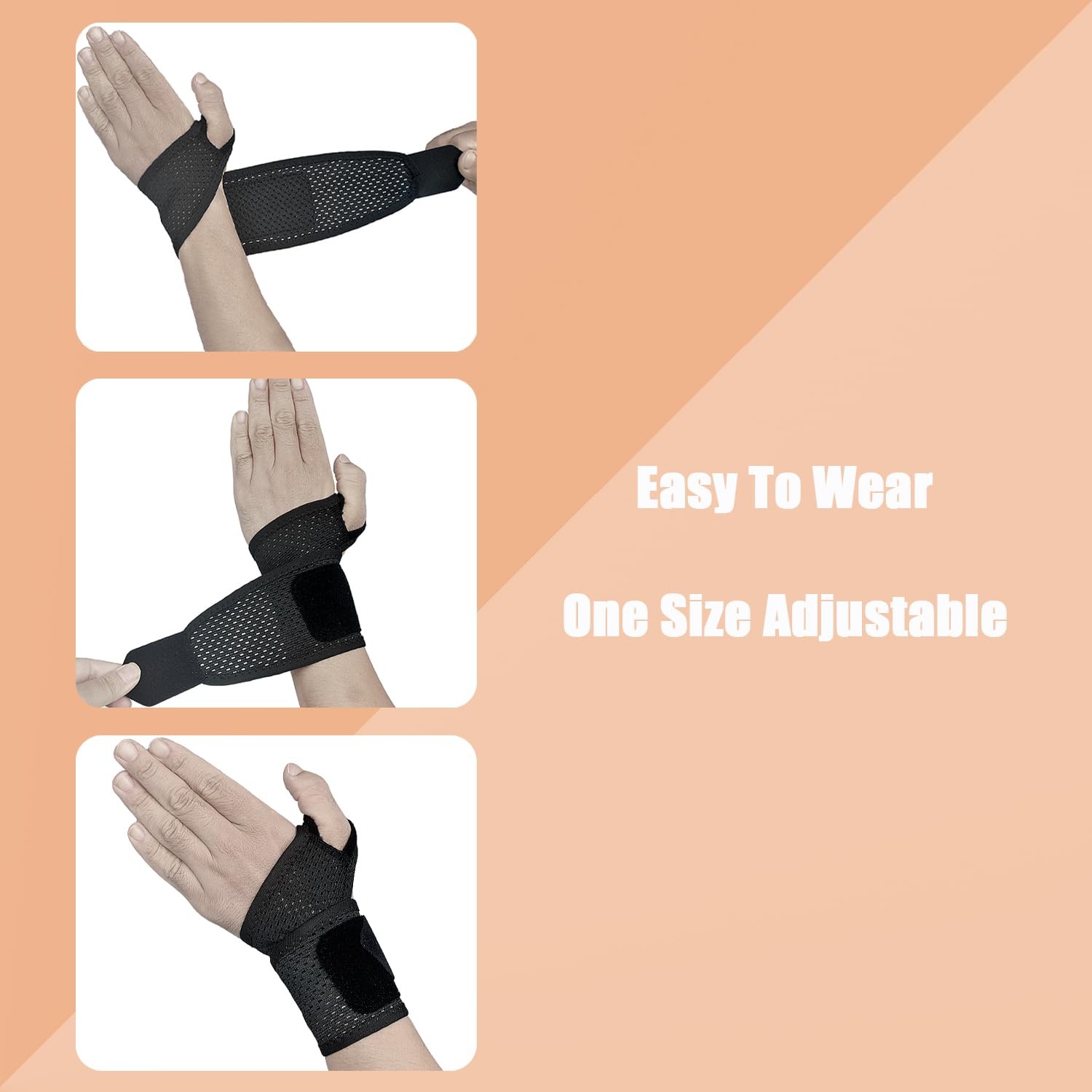 2 Pack Ultra-Thin Mesh Wrist Brace – Breathable Adjustable (one size), Black
