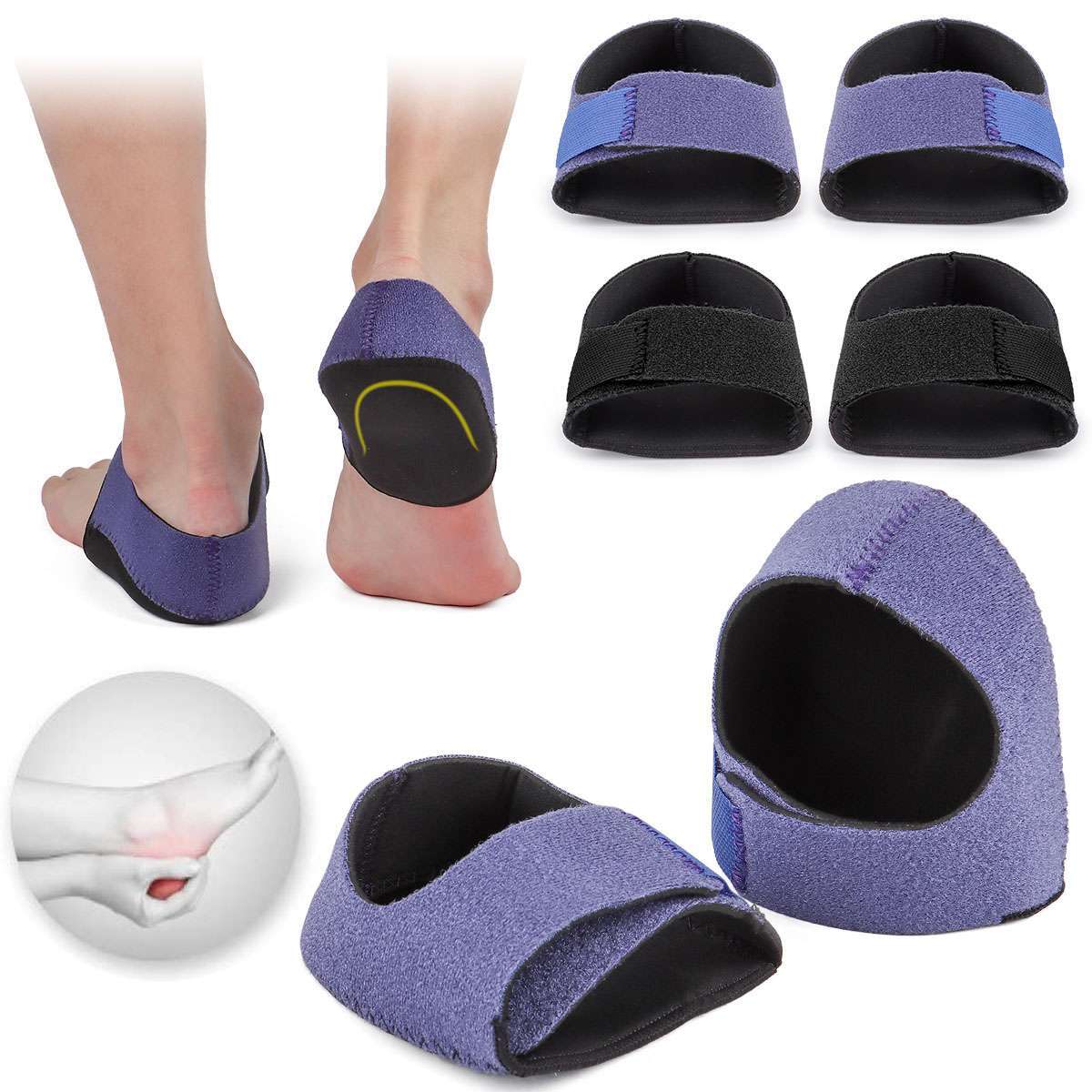 1/2 Pairs Heel Cups Protector Plantar Fasciitis Socks Pads For Foot Support Pain