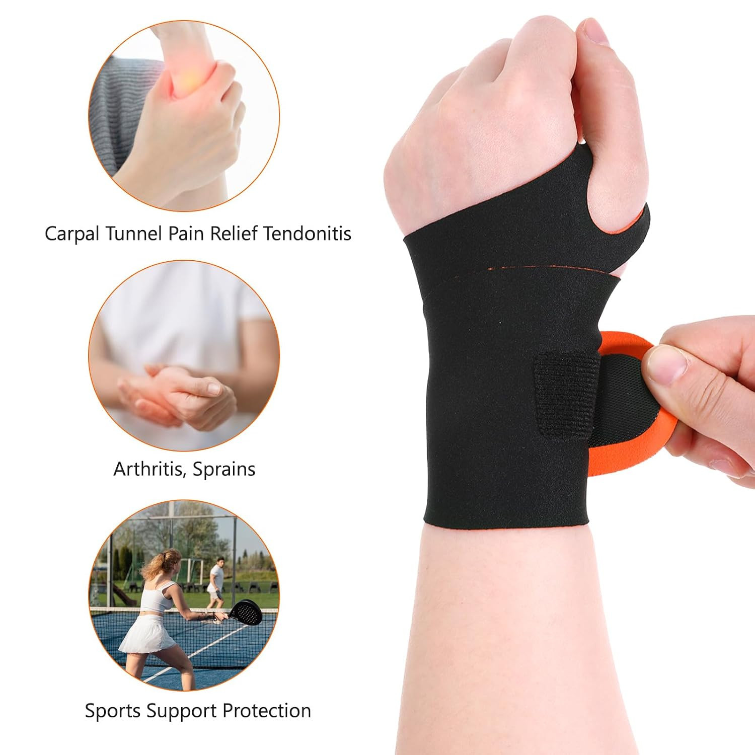 2 Pack Adjustable Wrist Brace Compression Wrap Support for Sports Left Right Han