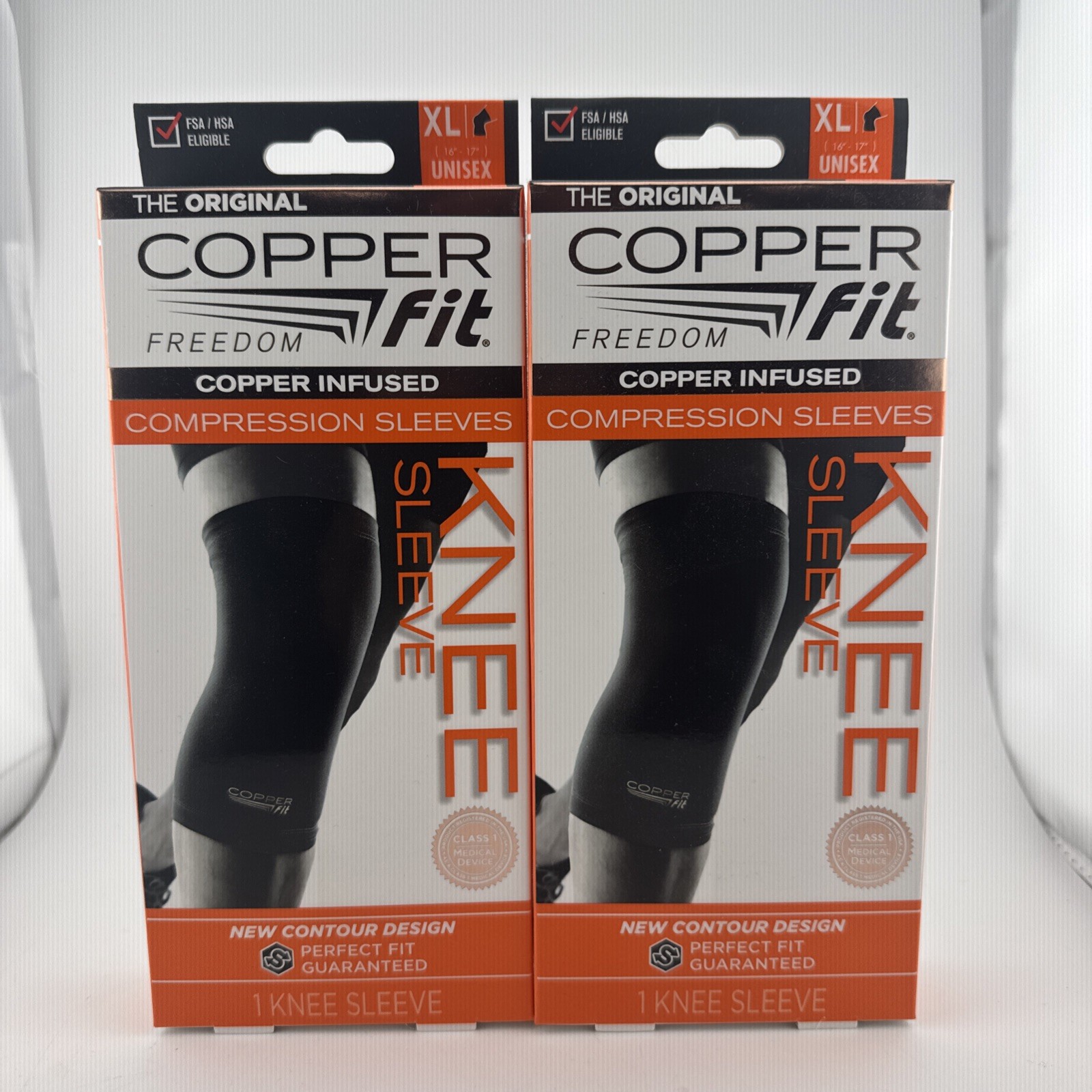 LOT OF 2-Copper Fit Original Freedom Compression Infused Knee Sleeve XL Unisex