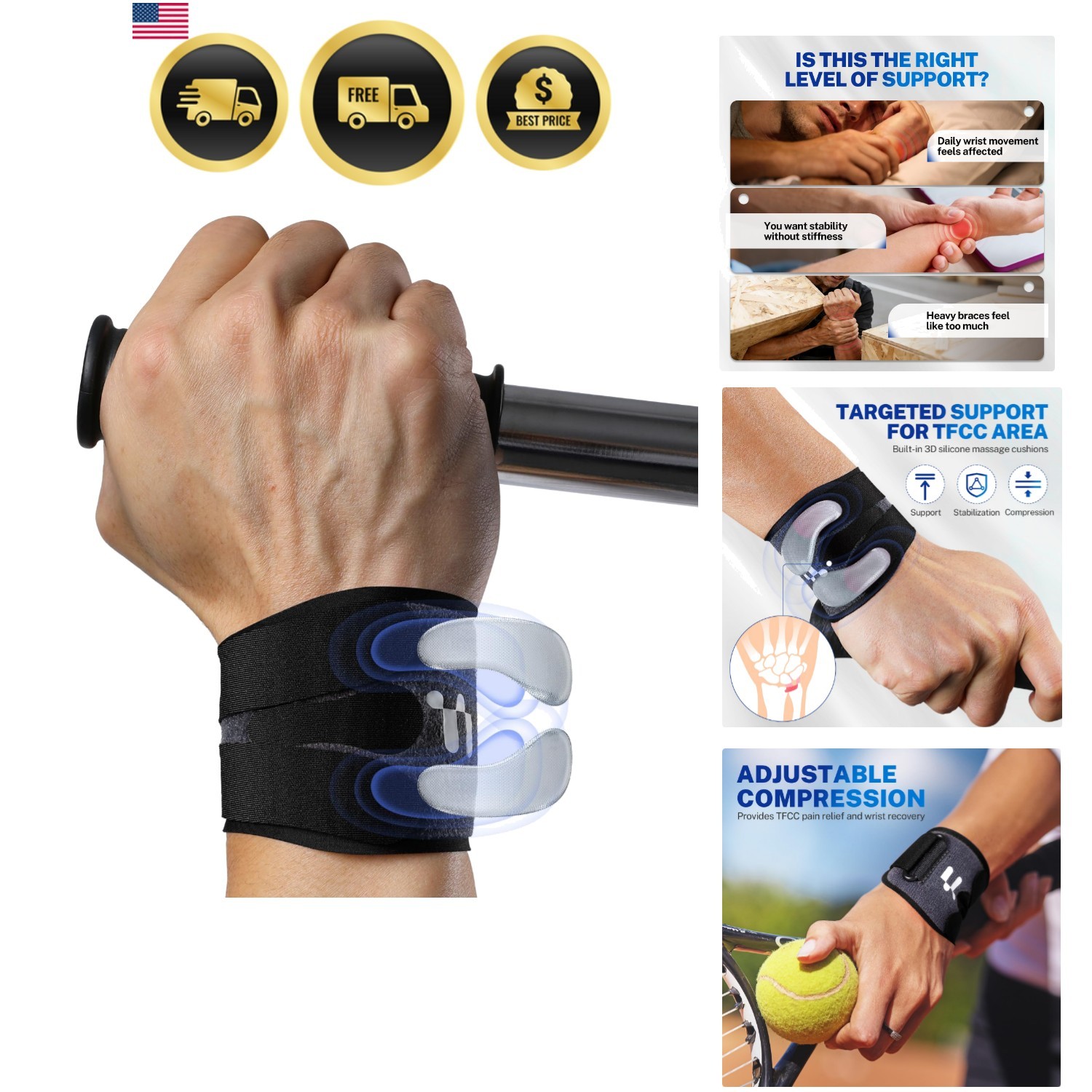 TFCC Wrist Brace for TFCC Tear Ulnar Wrist Pain, 3D Gel Pad, Adjustable & Bre…
