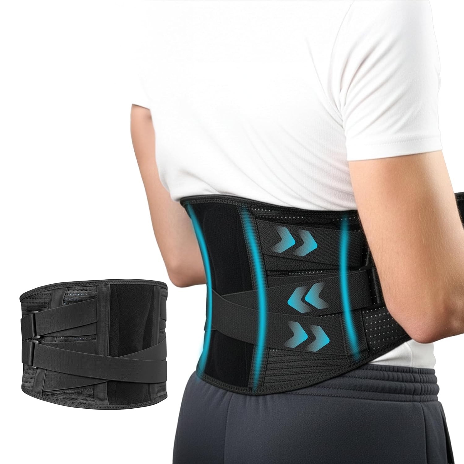 Lower Back Support Brace Lumbar Waist Belt Double Pull Breathable Belt Men Women