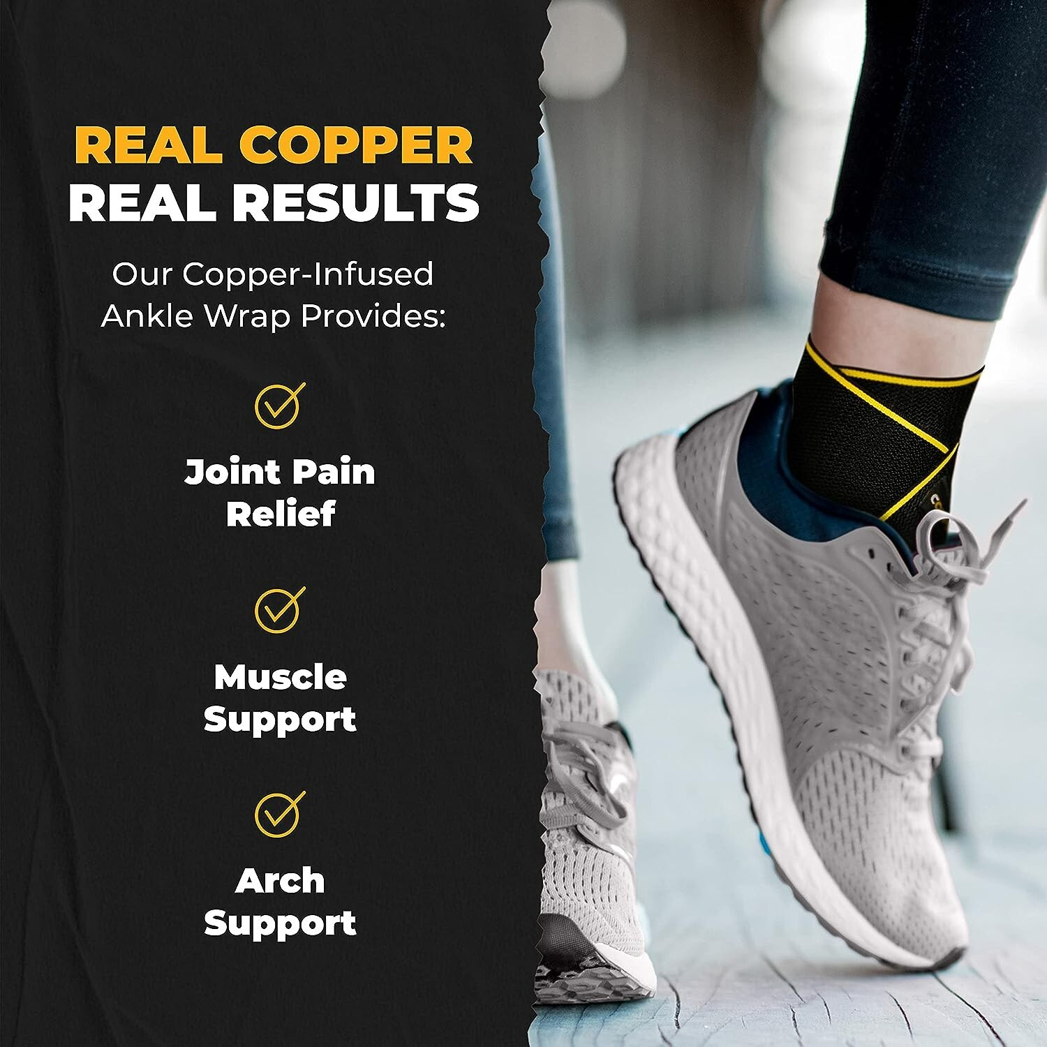 Ultimate Comfort Ankle Support Brace – Copper Infused – Adjustable Strap
