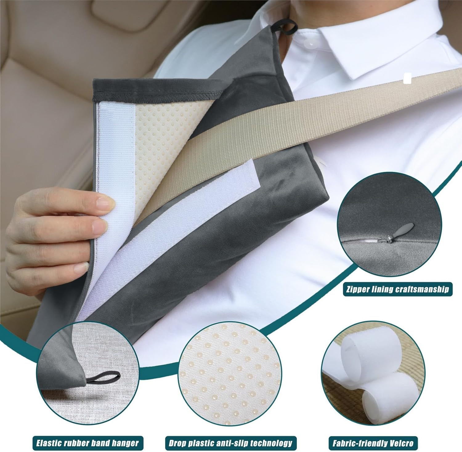 Super Soft Seatbelt Pillow, Seat Belt Pillow for Mastectomy Post-Surgery, Seat B