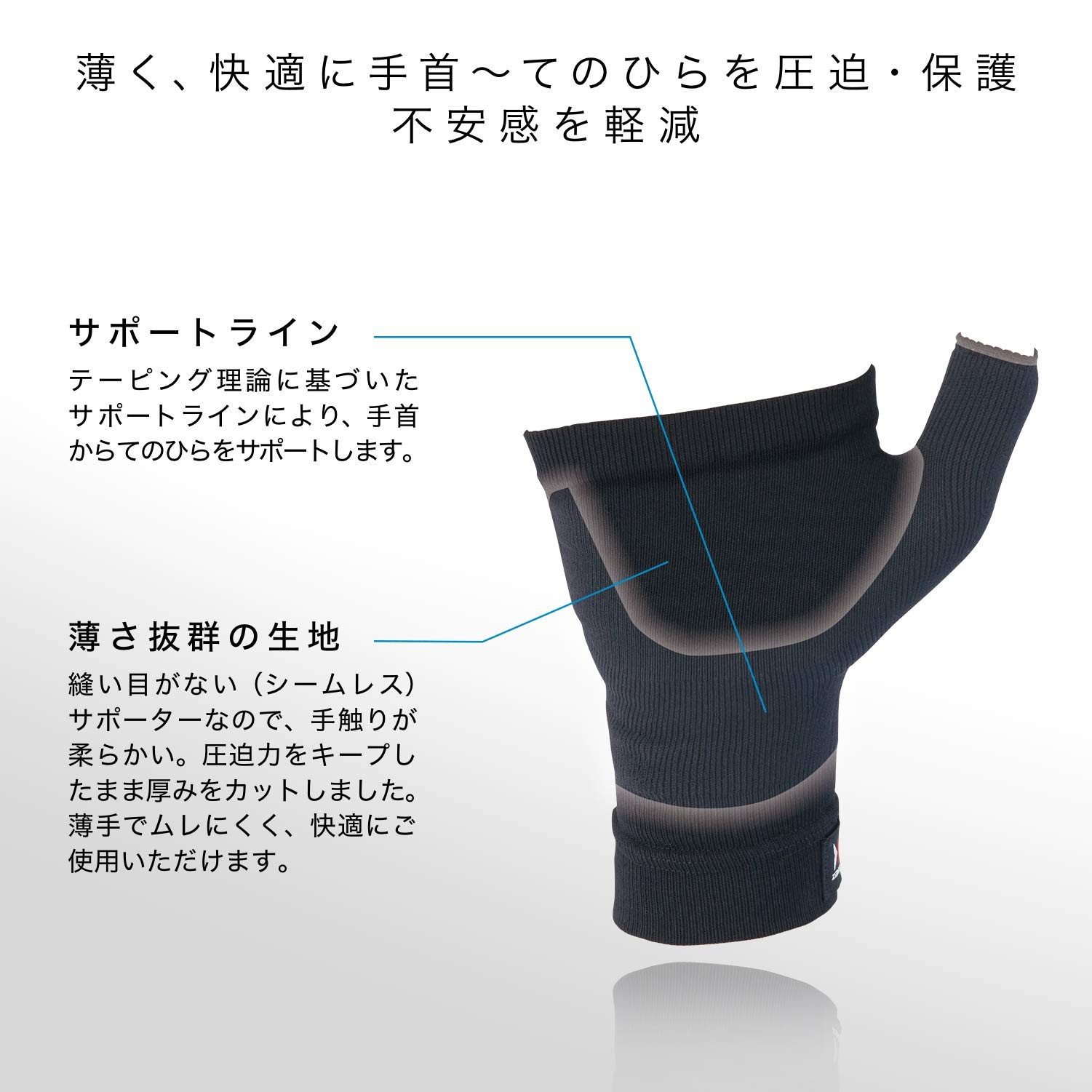 ZAMST Palm Thin Supporter BODYMATE Sports General Lsize Black 380603 380603