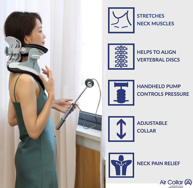 Dispositivo de tracción cervical con collar de aire para alivio de cuello, Nuevo
