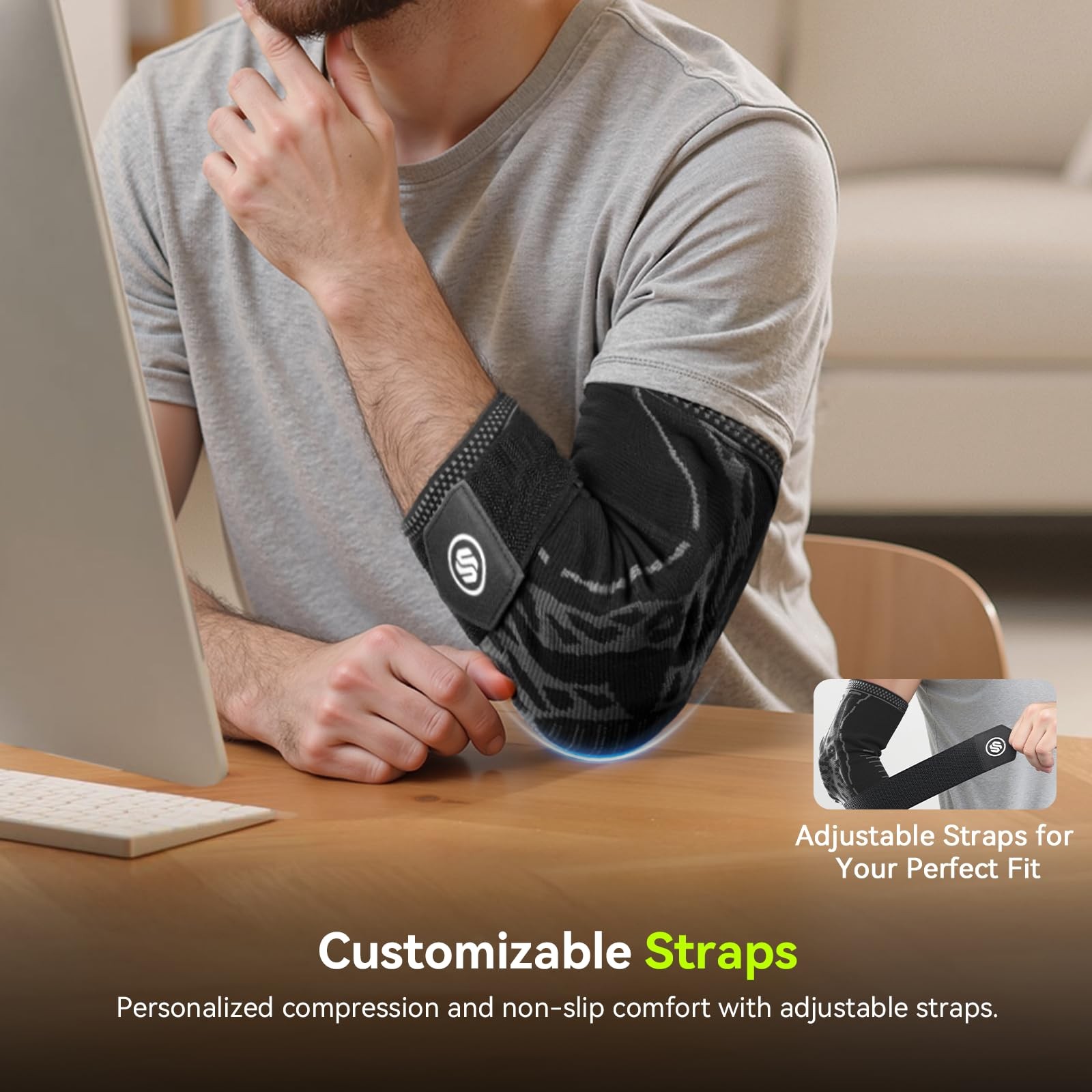 Elbow Compression Sleeve for Tendonitis , Bursitis Elbow Pad Brace – Adjustab…