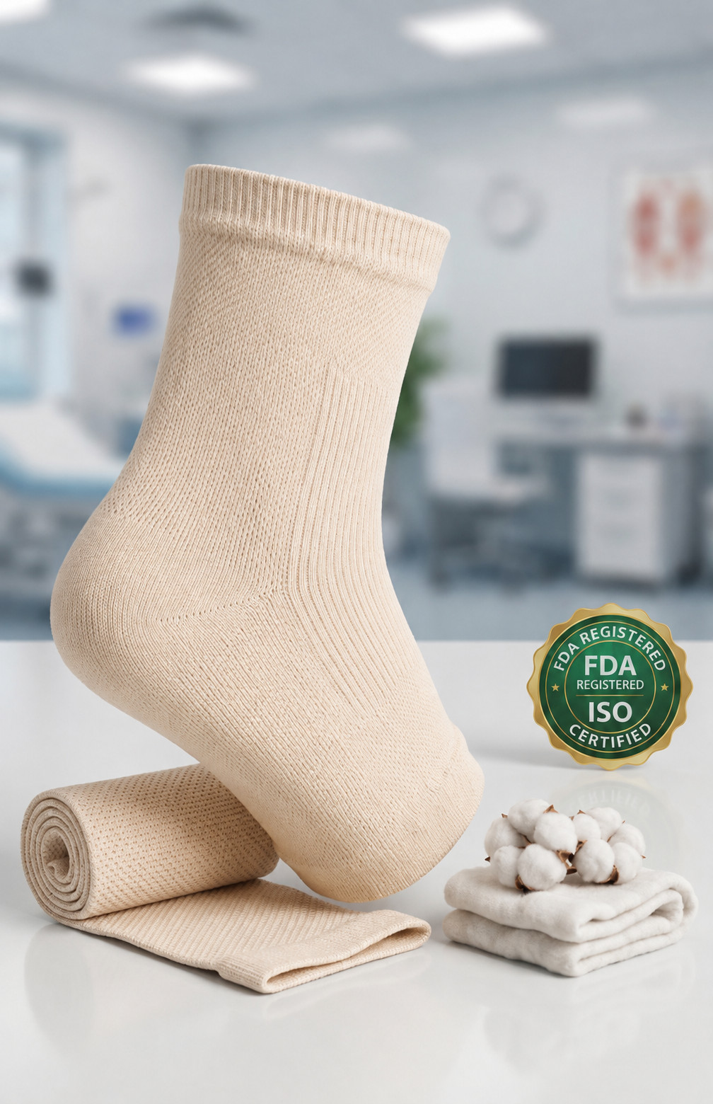 ORTHO Close ankle support Egyptian cotton FDA