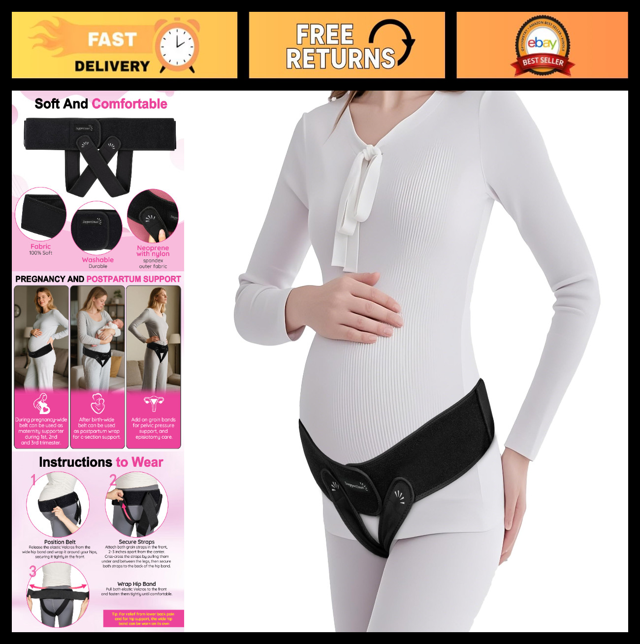4-in-1 Adjustable Maternity Support Belt – Pregnancy, Pelvic, Hip & Vulva Relief