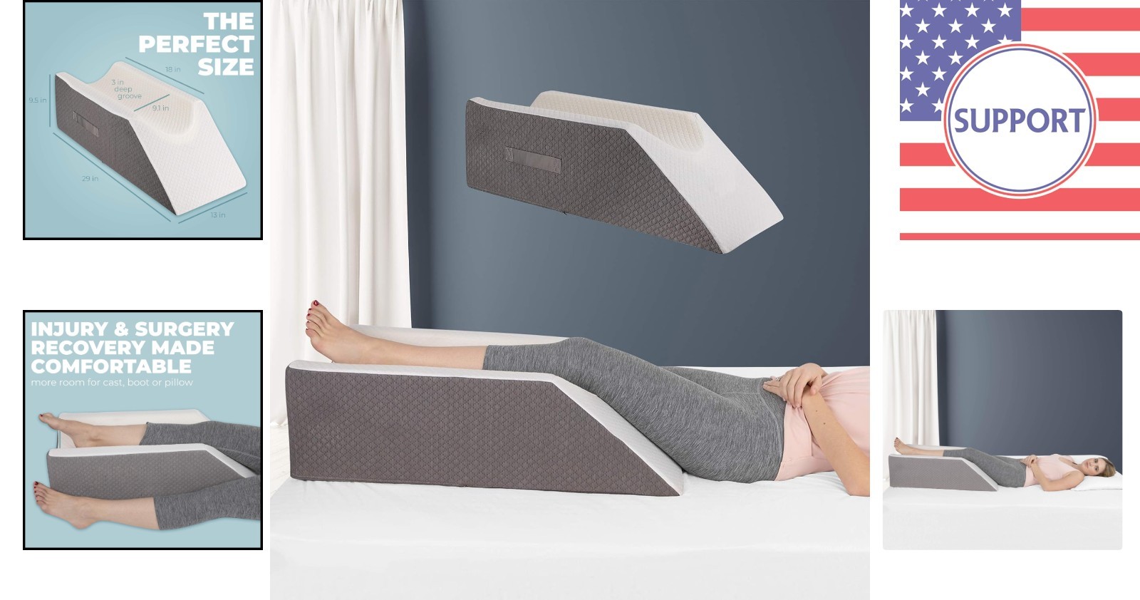 Post Surgery Leg Elevation Pillow – Contoured Jacquard Support for Recovery
