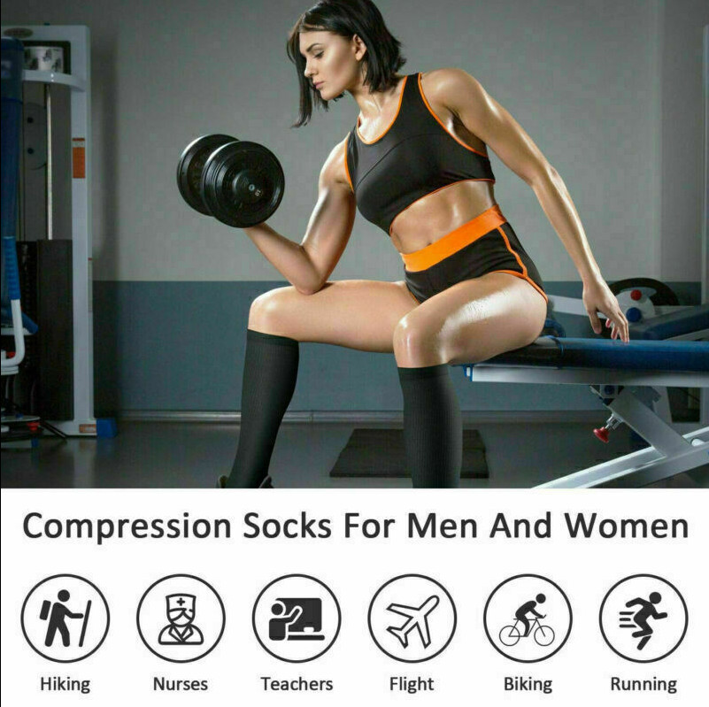 3 Pairs Copper Compression Socks 20-30mmHg Graduated Support Mens Womens S-XXL