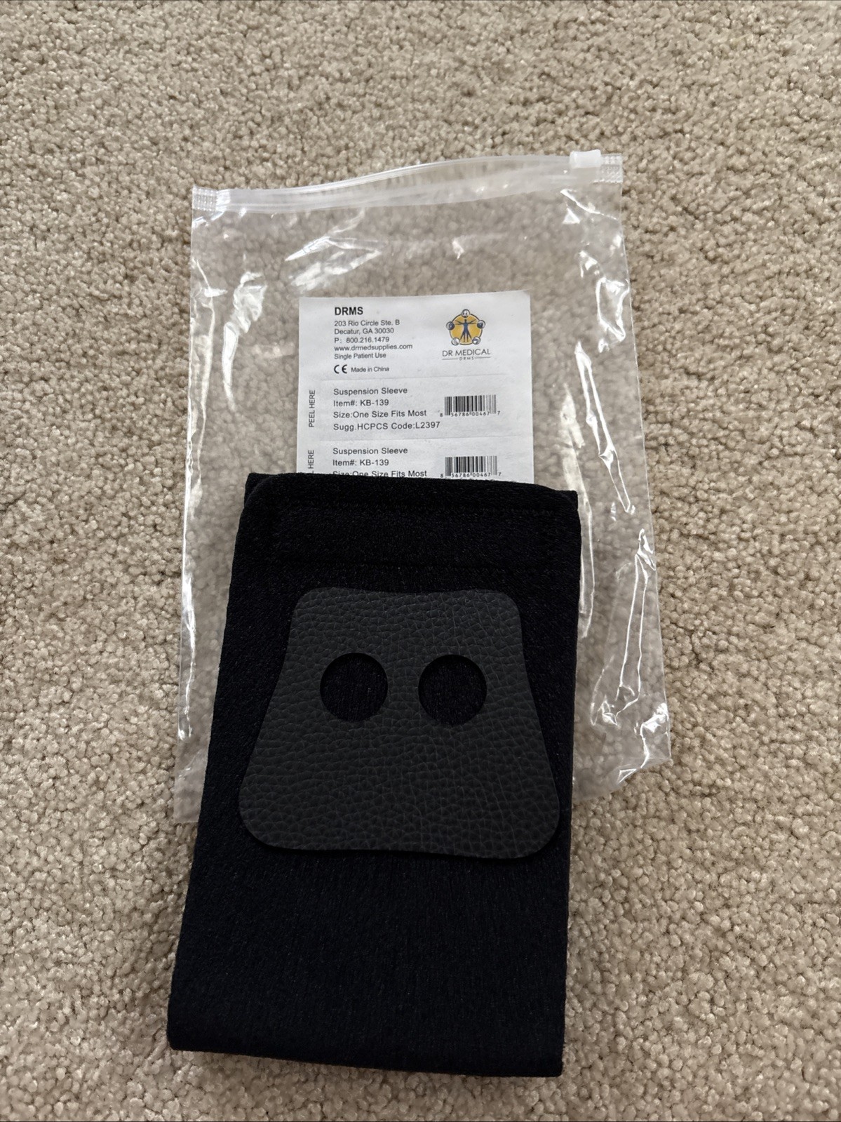 Dr Medical DRMS Suspension Black Sleeve Knee KB-139 One Size Fits Most