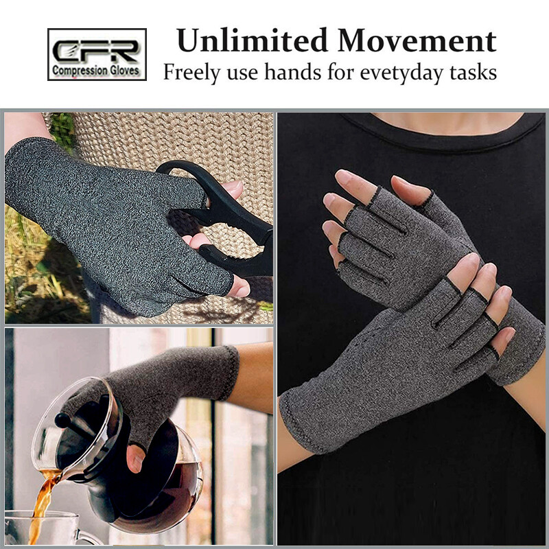 Copper Compression Gloves Carpal Tunnel Arthritis Pain Relief Therapeutic Braces