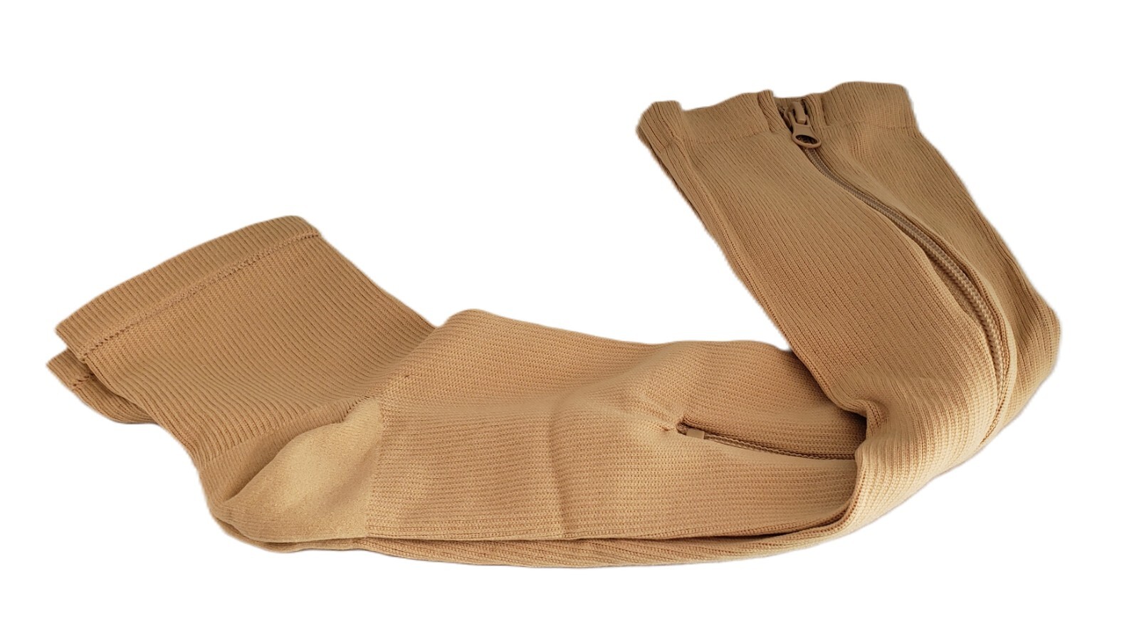 3 Pair Unisex Beige Tan Compression Socks Side Zip Open Toe Leg Support L/XL New