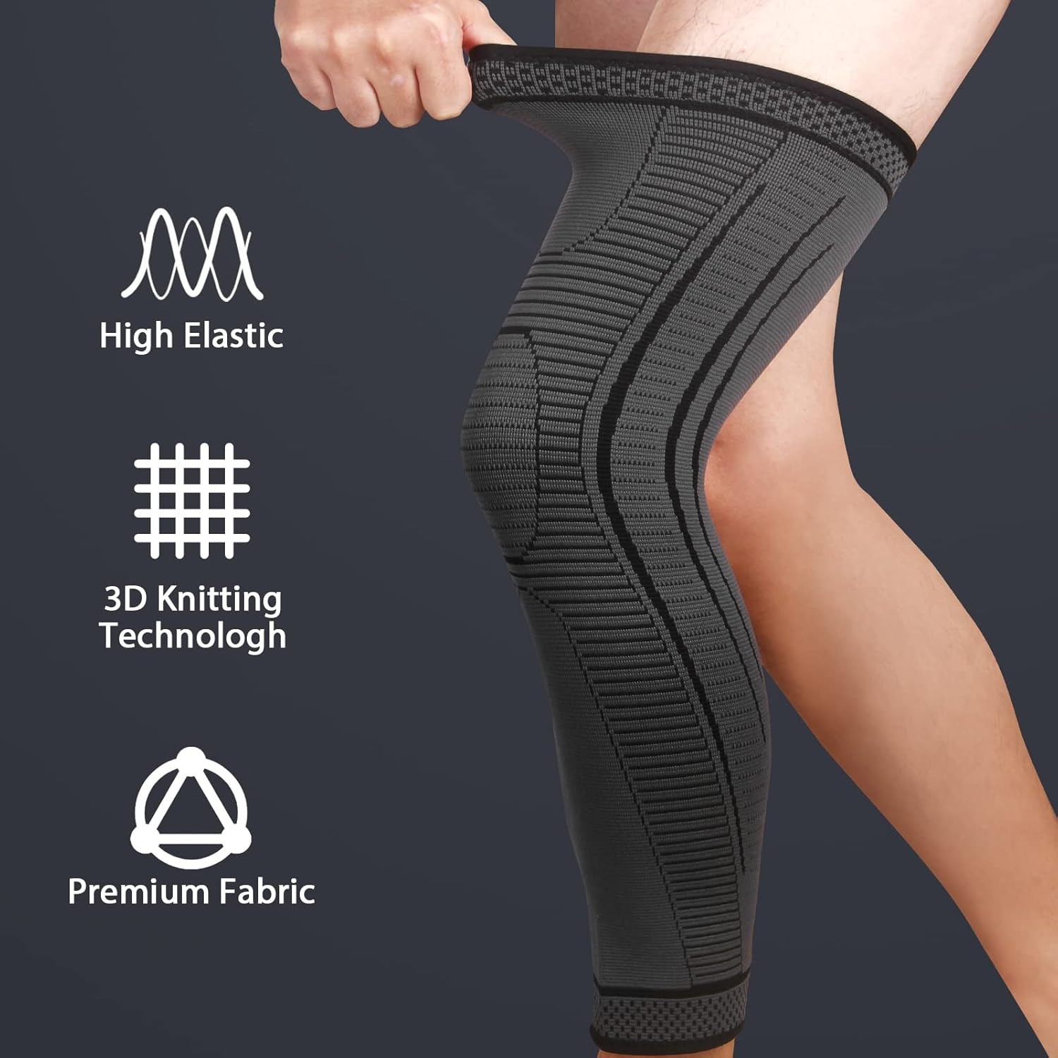 2 Pack Full Leg Compression Sleeves for Men and Women Long Knee Brace Support fo