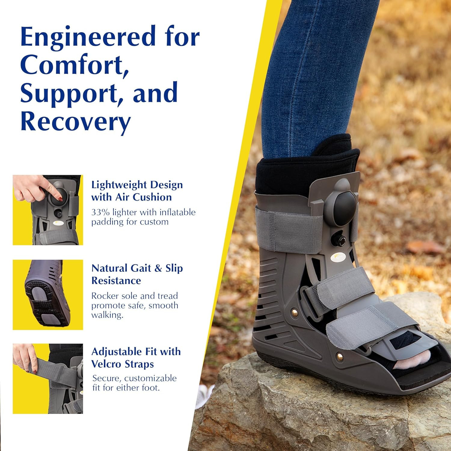 Lightweight Air CAM Walker Boot for Foot & Ankle Recovery – Men 6.5-9/Women 8-10