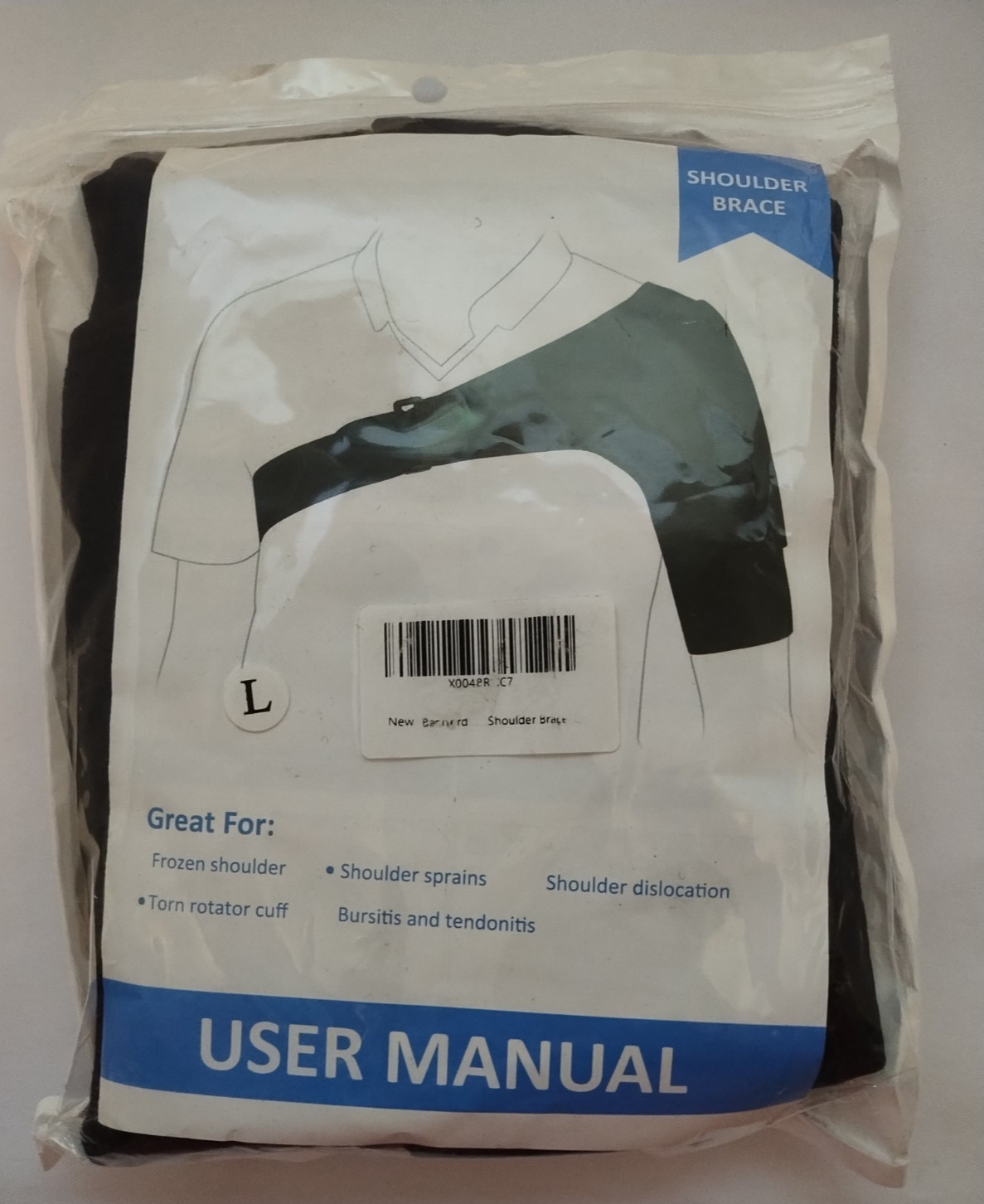 Black Shoulder Support Brace Dislocation Sprain Rotator Tendonitits Large