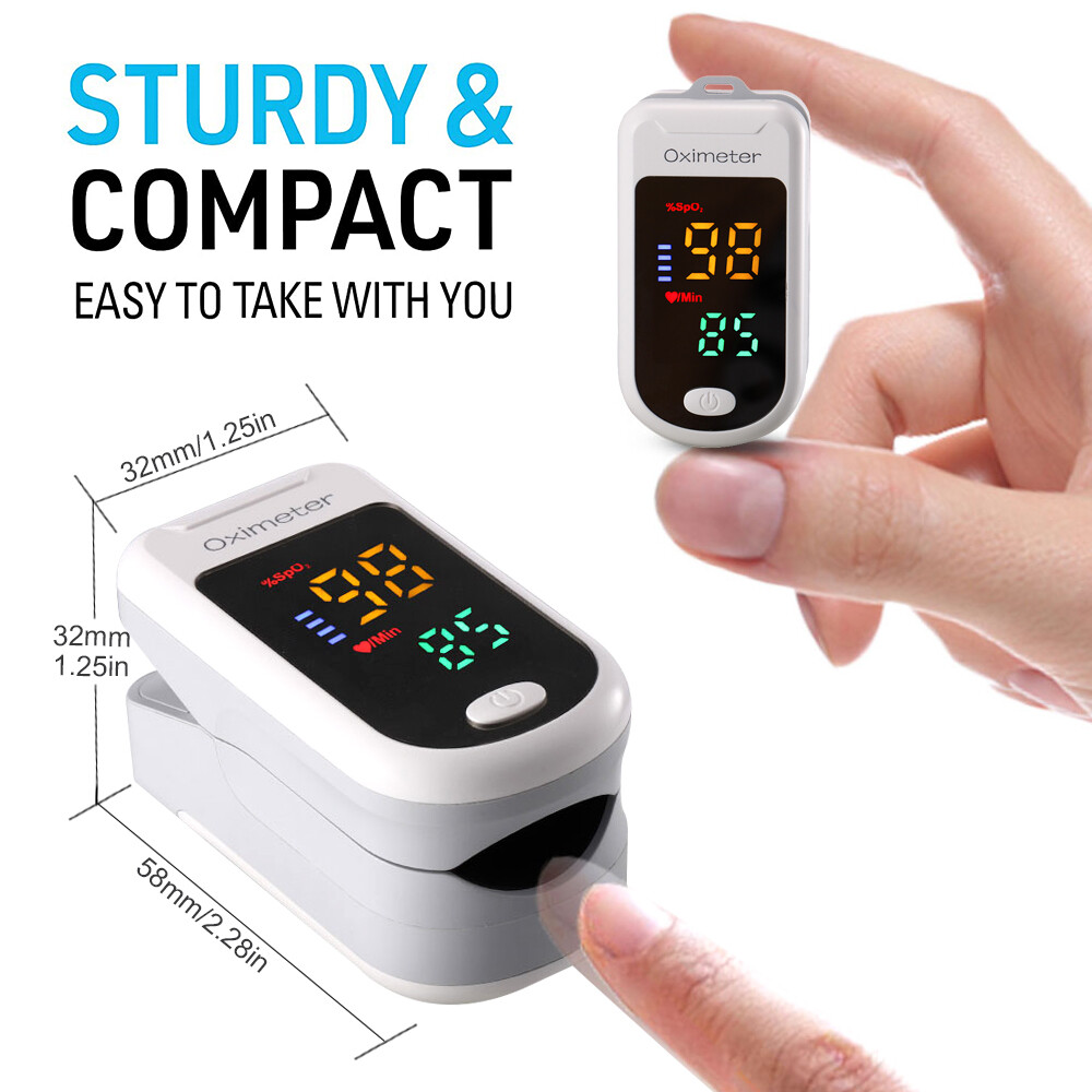 2022 Digital Fingertip Pulse Oximeter, Black, Adult, Small, Light and Compact