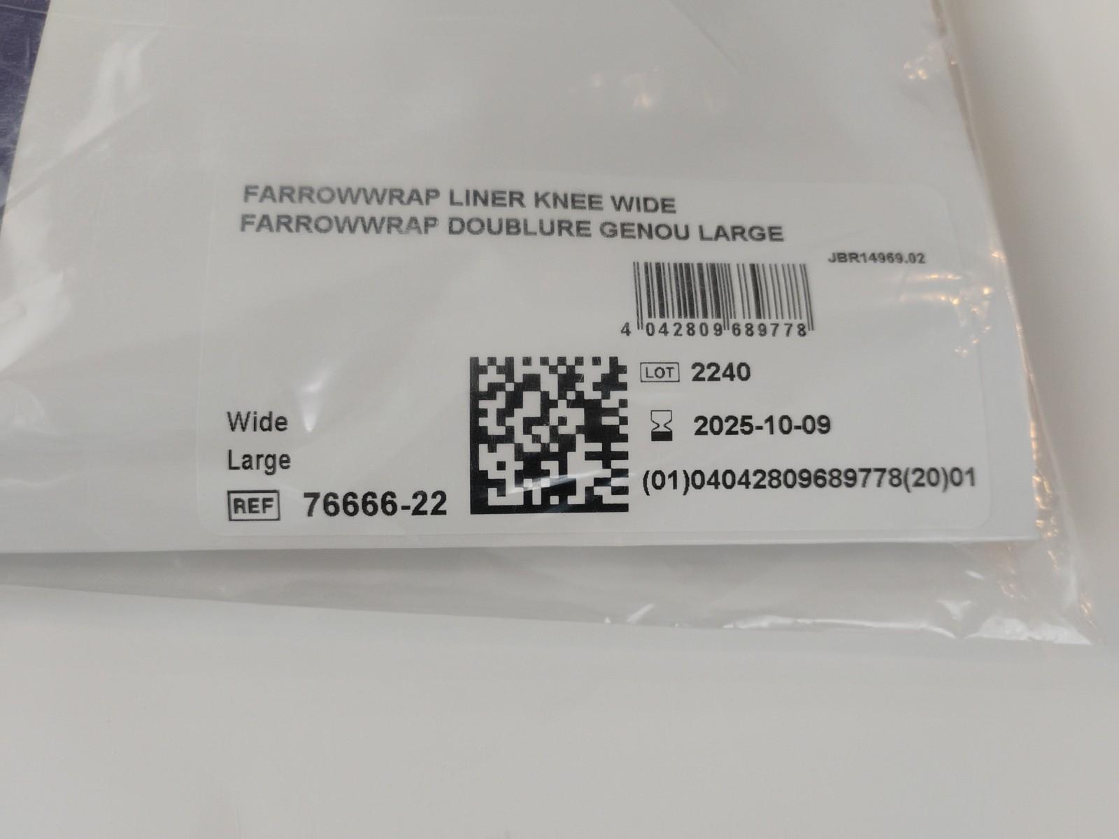 NIP Lot Of 2 Jobst FarrowWrap Non-Compressive Liner-Knee Wide Large 76666-22