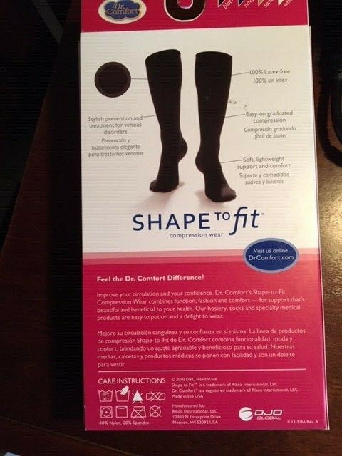 DR COMFORT WOMEN’S TROUSER SOCKS LIGHT COMPRESSION 15-20 mmHg BLACK SMALL NEW
