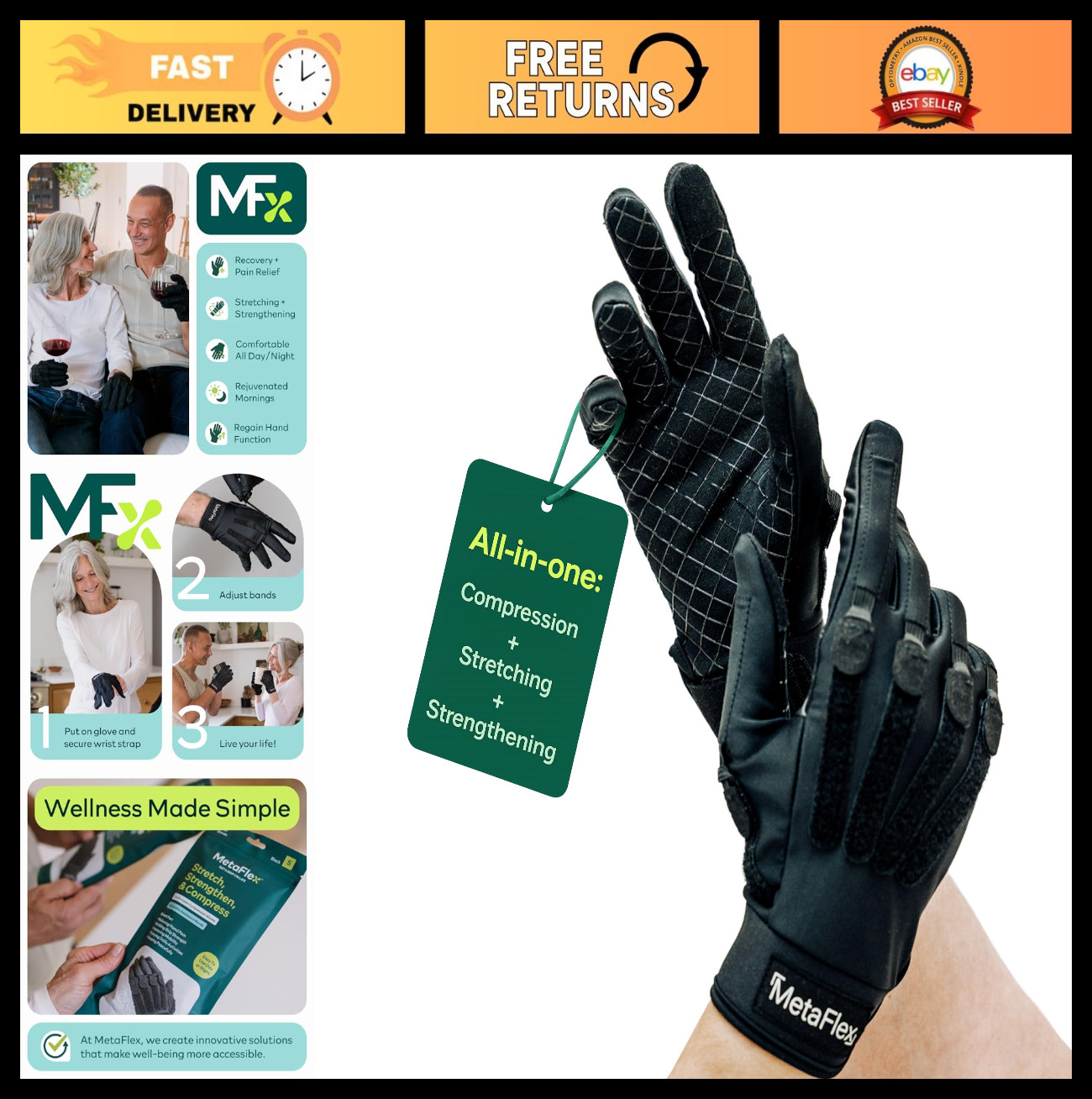 Compression Gloves for Arthritis Relief, Carpal Tunnel Support, Full Finger Desi