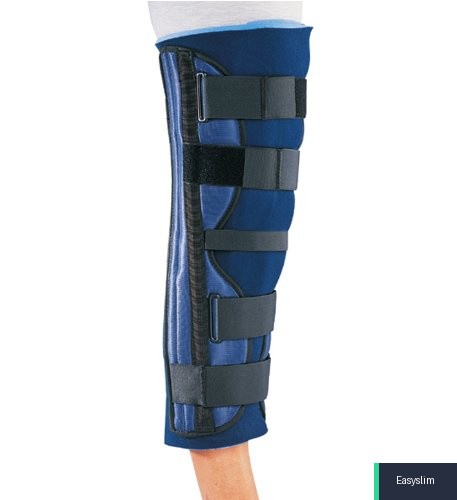 Knee Splint 3-Panel Universal Blue Black Contoured Stays Adjustable Support