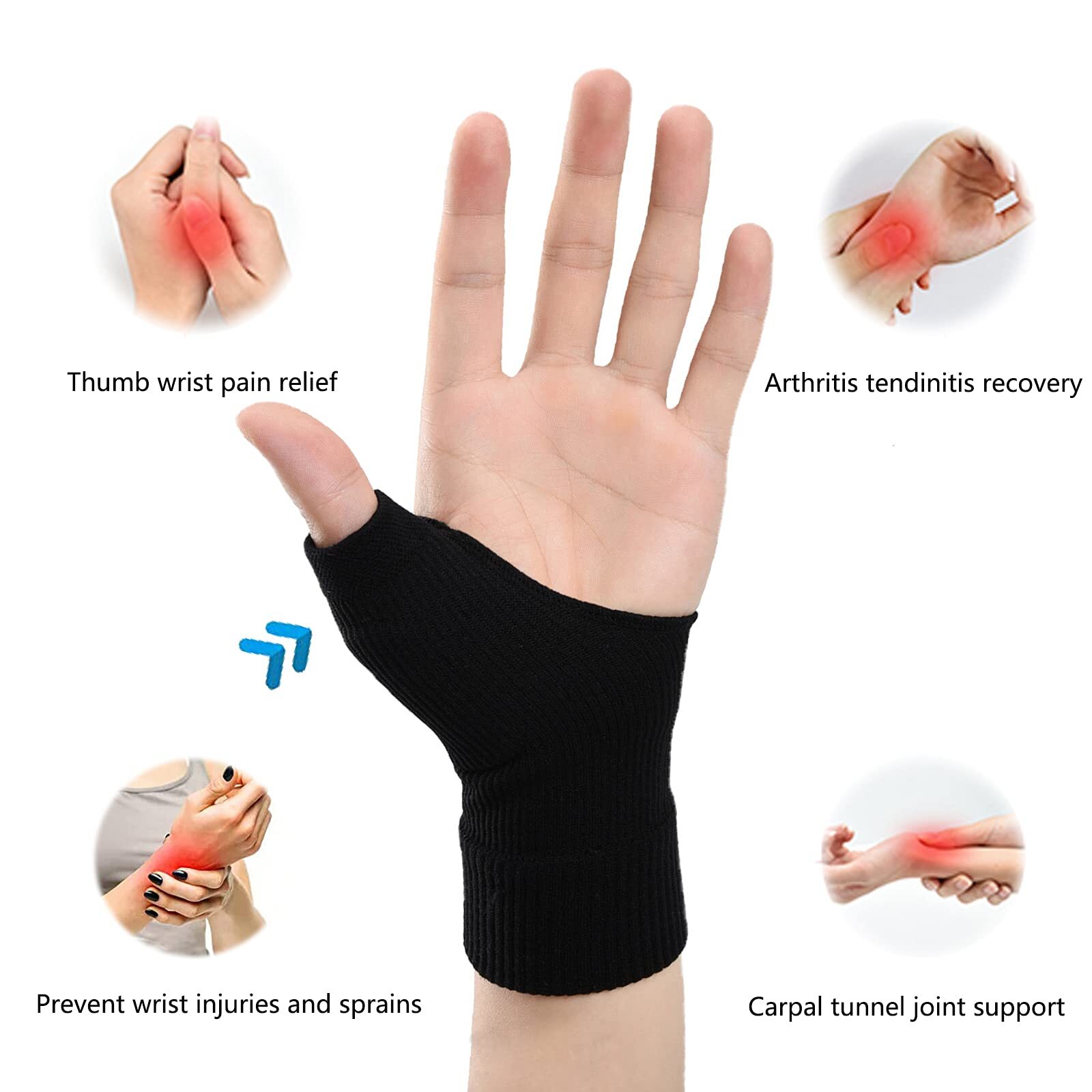 1 par de soportes para muñeca y pulgar, mangas de compresión para pulgar