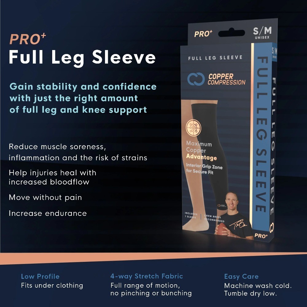 PRO+ Performance Leg Sleeve S/M: Compression for Pain Relief from Shin Splints