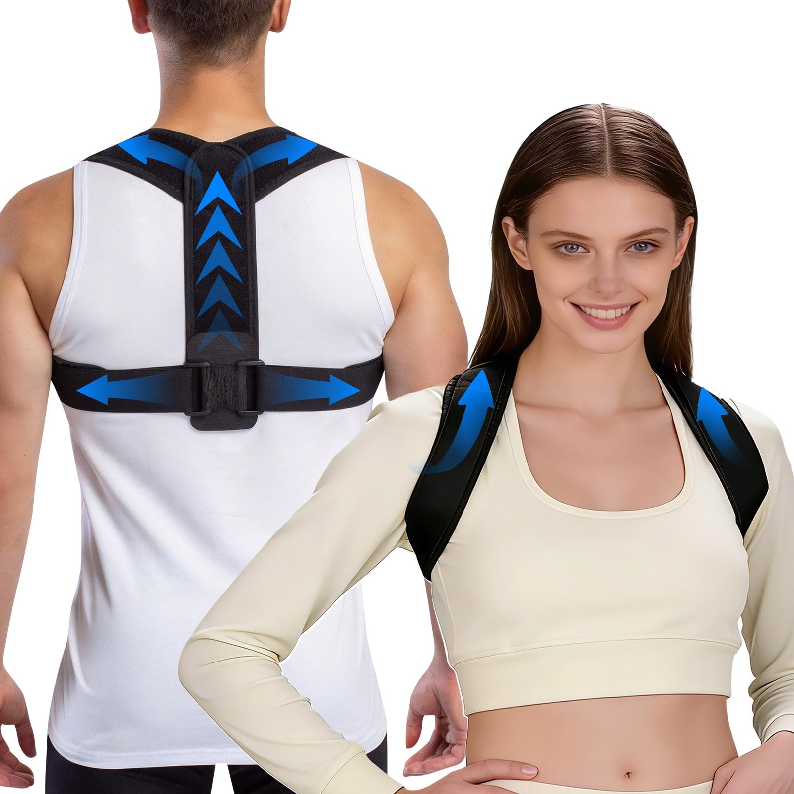 Lukvcoe Upper Back Brace Posture Corrector for Women and Men, One Size, Black