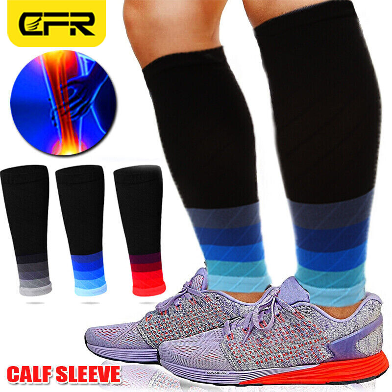 Pair Calf Sleeve Leg Support Brace 15-20mmHg Compression Socks Men Women Running