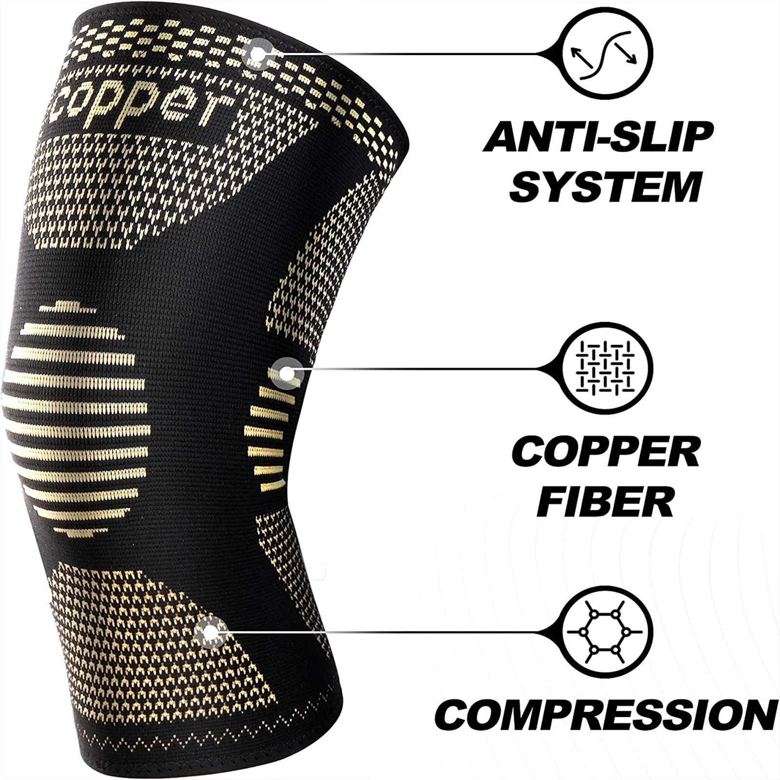 2 Knee Brace Sleeve Compression Support Sport Gym Joint Pain Arthritis Relief