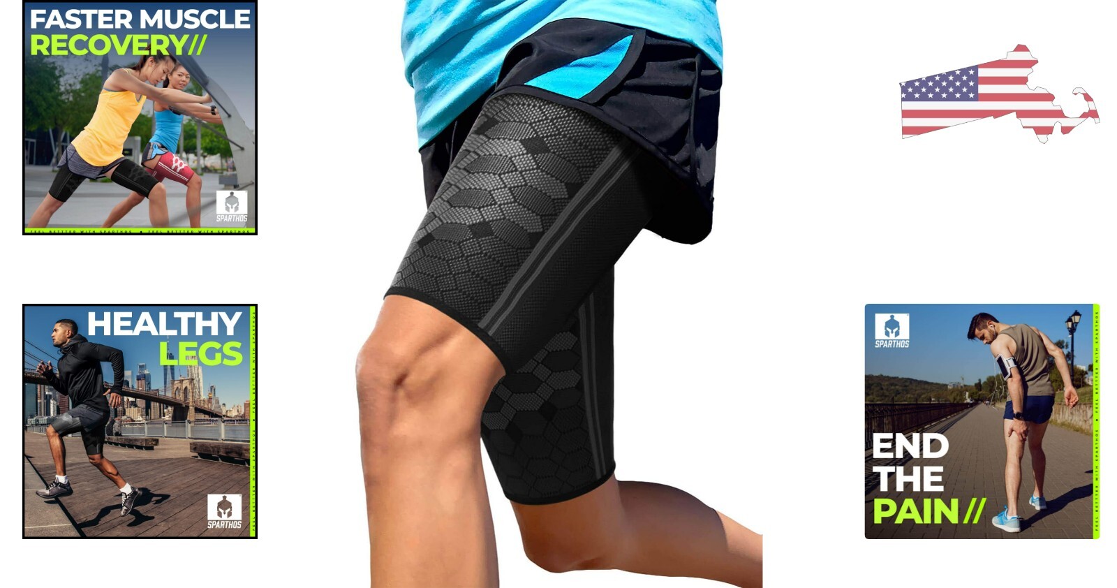 Premium Thigh Compression Sleeves – Hamstring Support – Breathable – Black