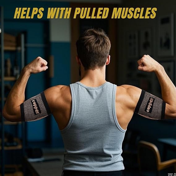 1 Pair Upper Arm Bicep Compression Sleeve Tendonitis Brace for Pain Relief, L