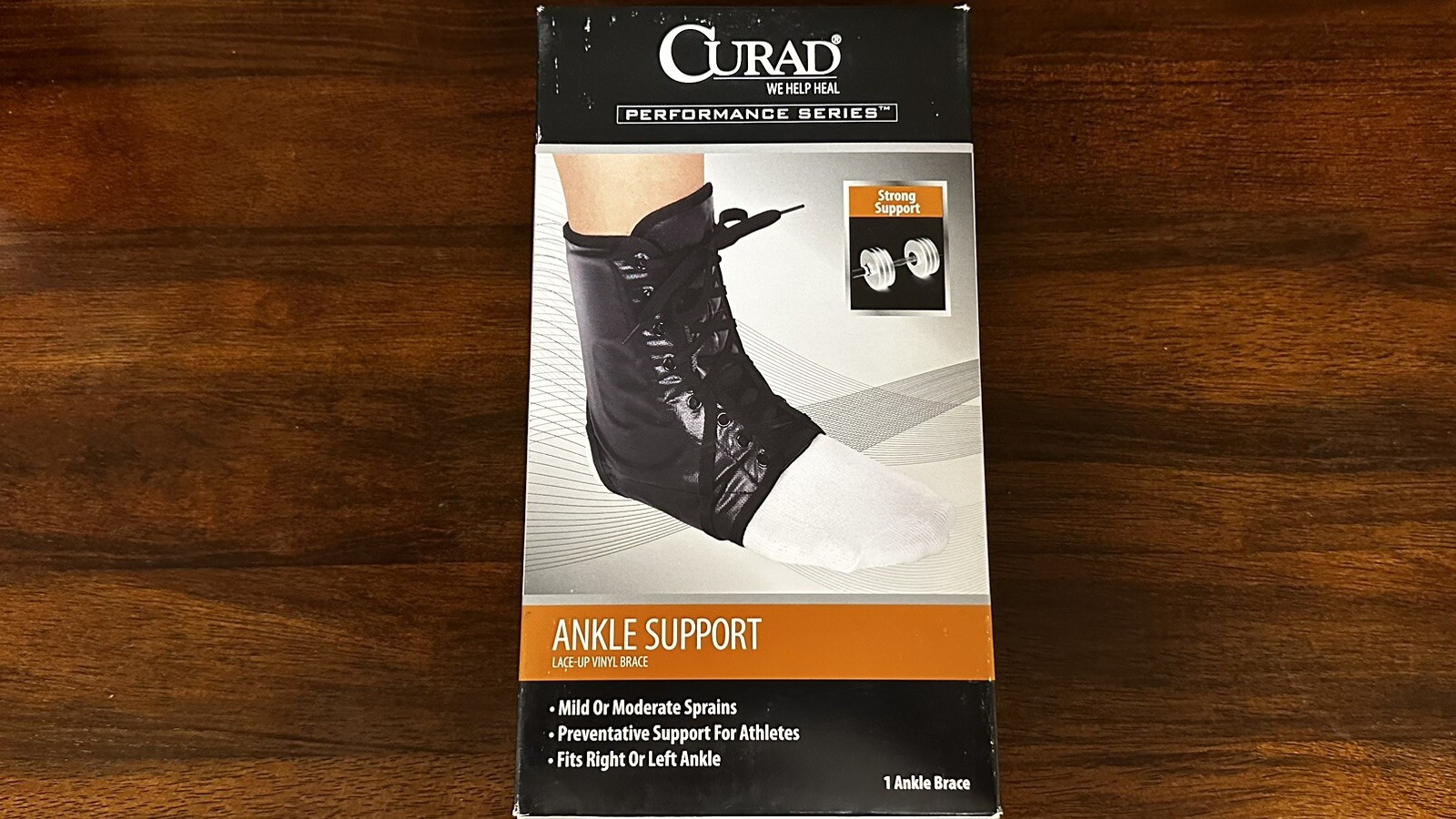 Curad-Ankle Support, Lace-Up Vinyl Brace-Mild/Mod Sprains. Small, Black
