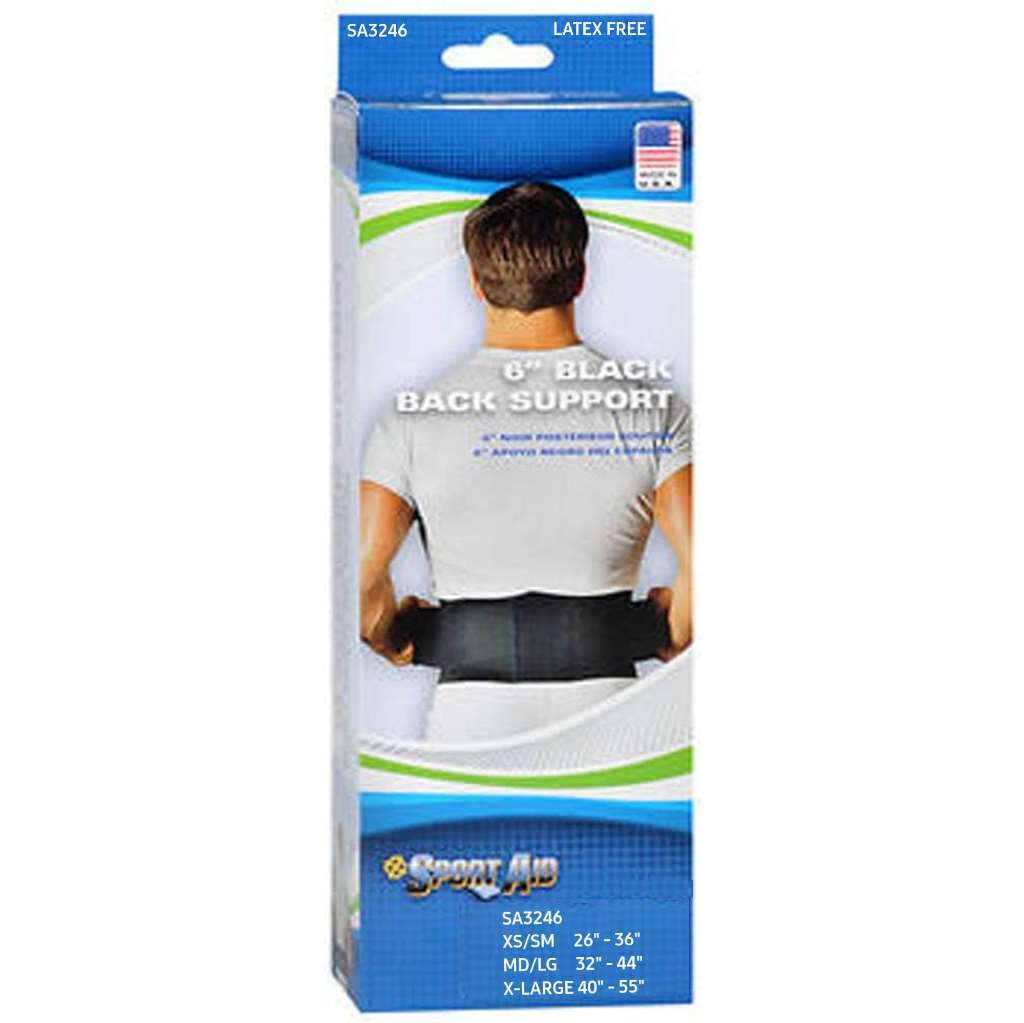 Sportaid 6″ Black Back Support X-Large (40-55″ Hip Circ.)